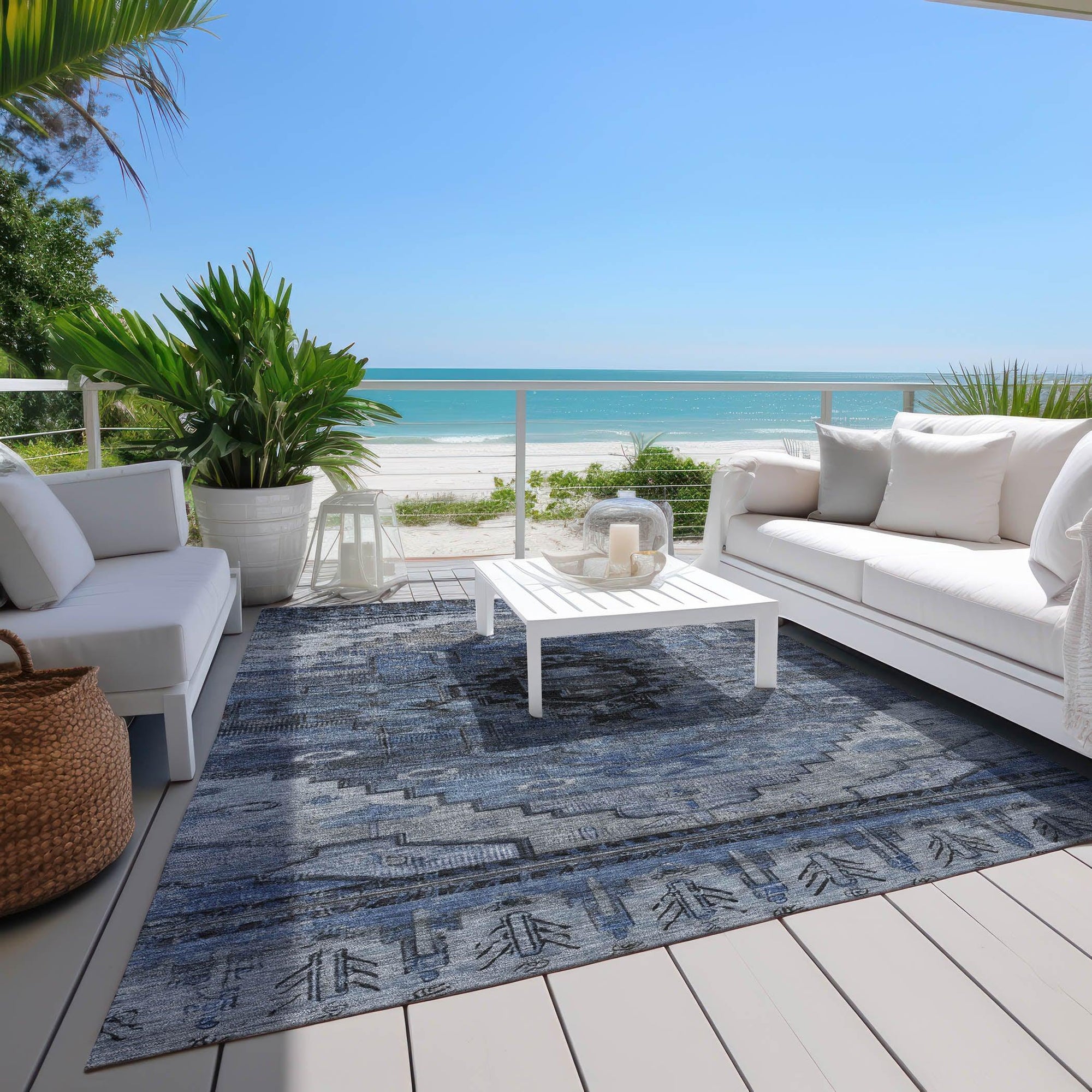 Addison Rugs Maeain Blue Washable Indoor-Outdoor Rug