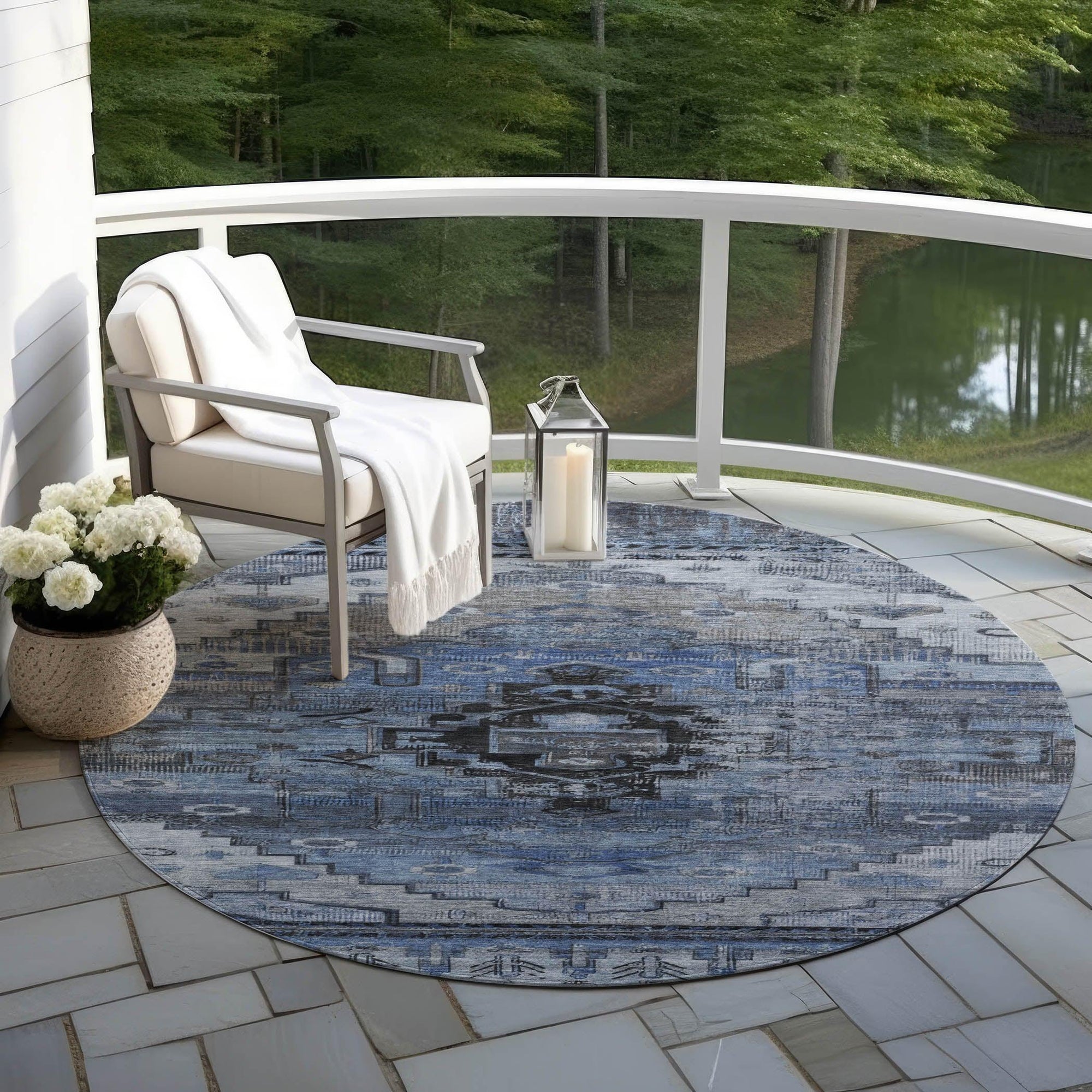Addison Rugs Maeain Blue Washable Indoor-Outdoor Rug