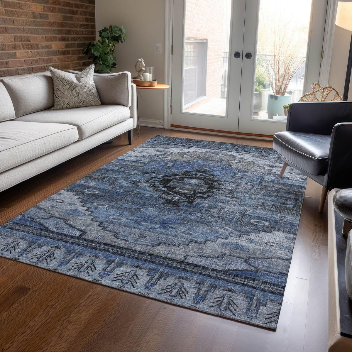 Addison Rugs Maeain Blue Washable Indoor-Outdoor Rug