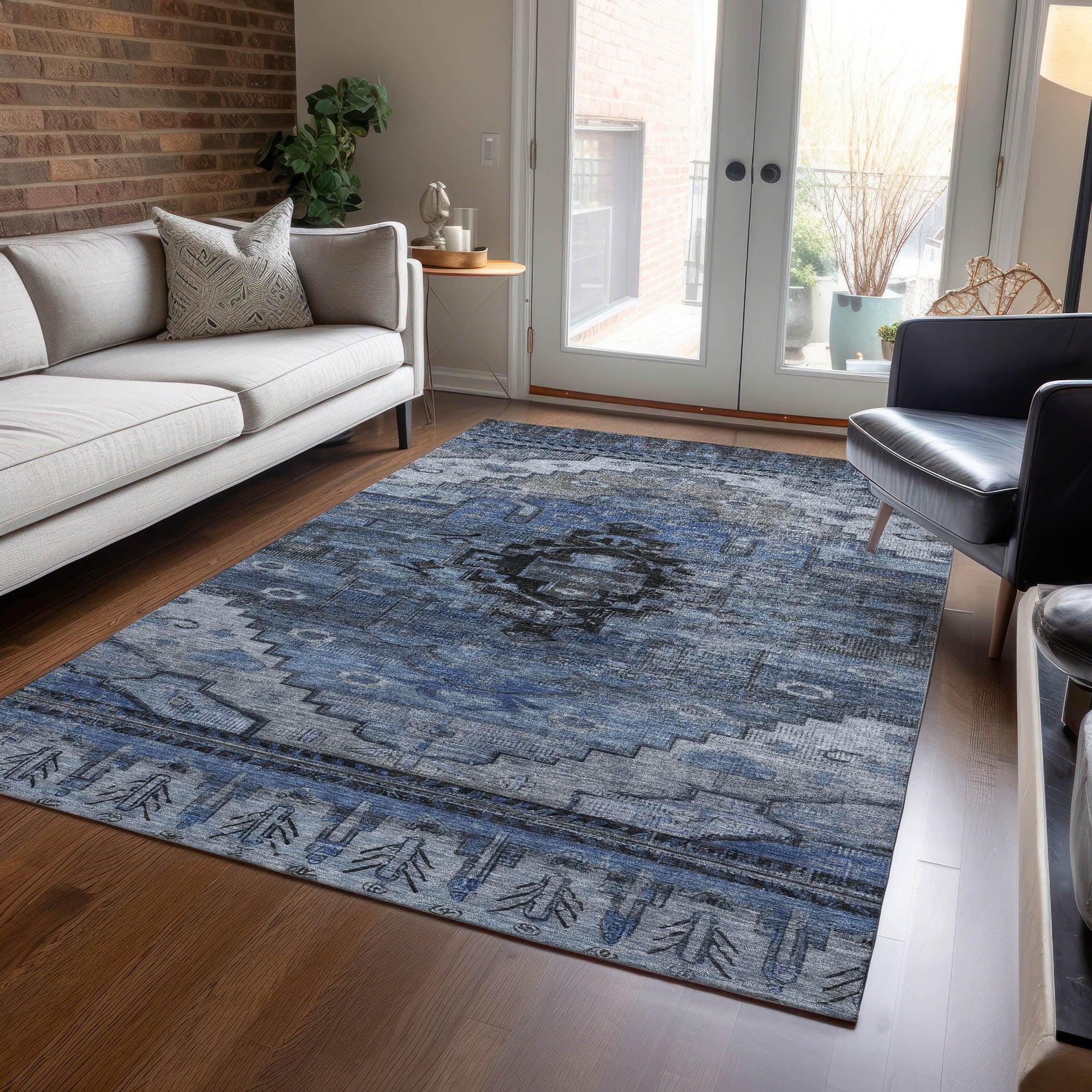 Addison Rugs Maeain Blue Washable Indoor-Outdoor Rug