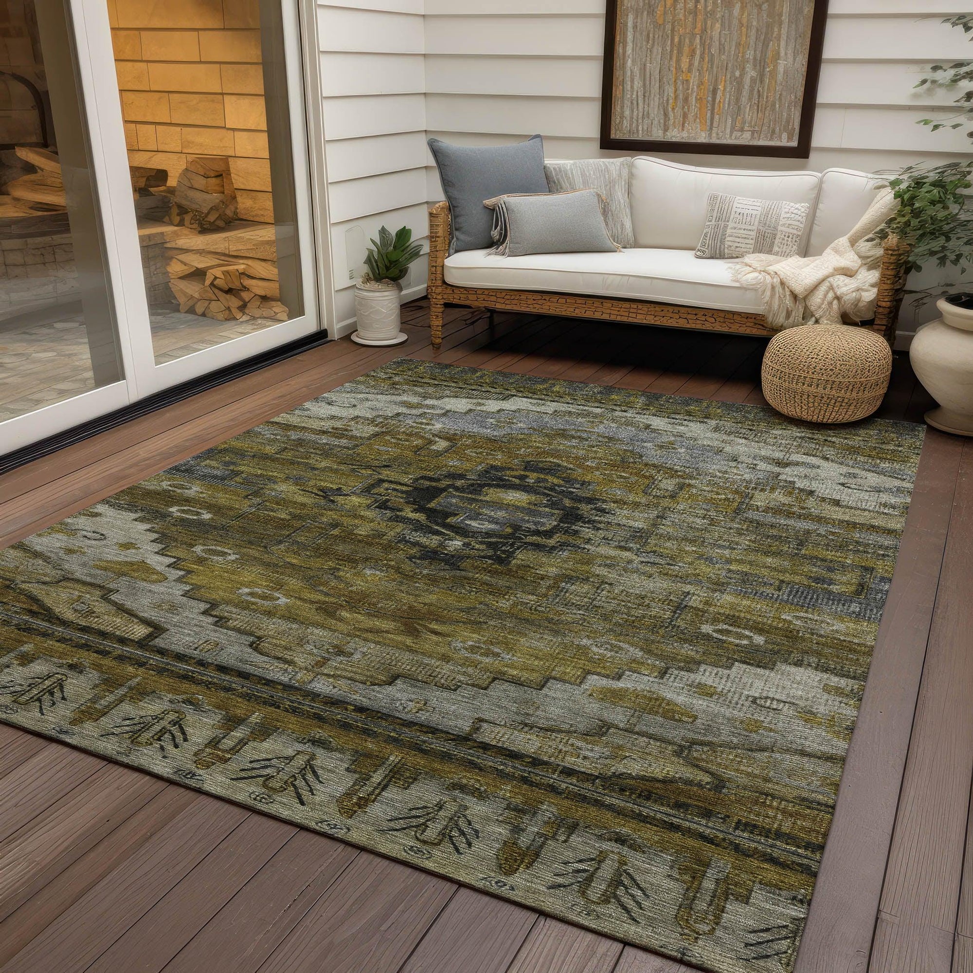 Addison Rugs Maeain Brown Washable Indoor-Outdoor Rug