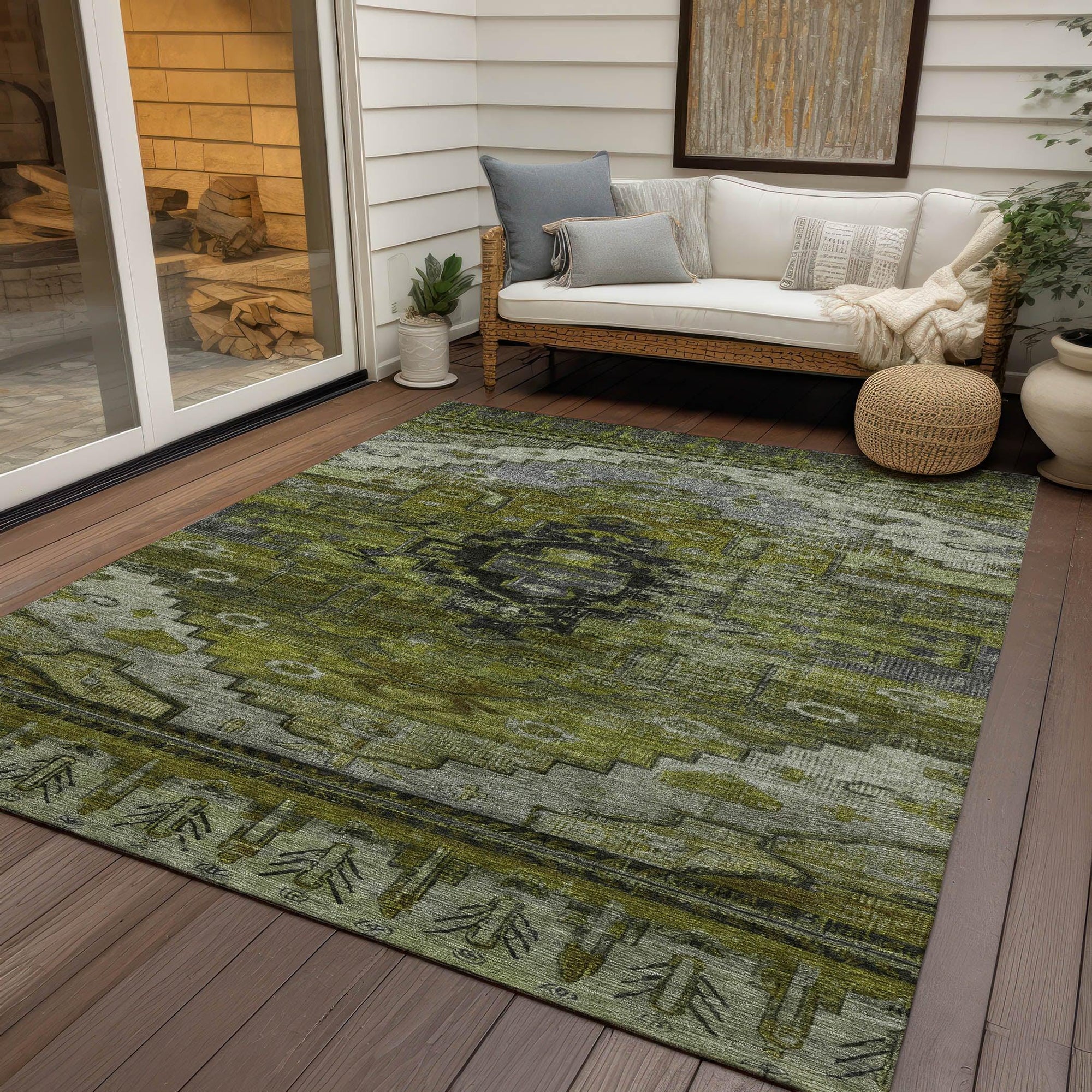 Addison Rugs Maeain Green Washable Indoor-Outdoor Rug