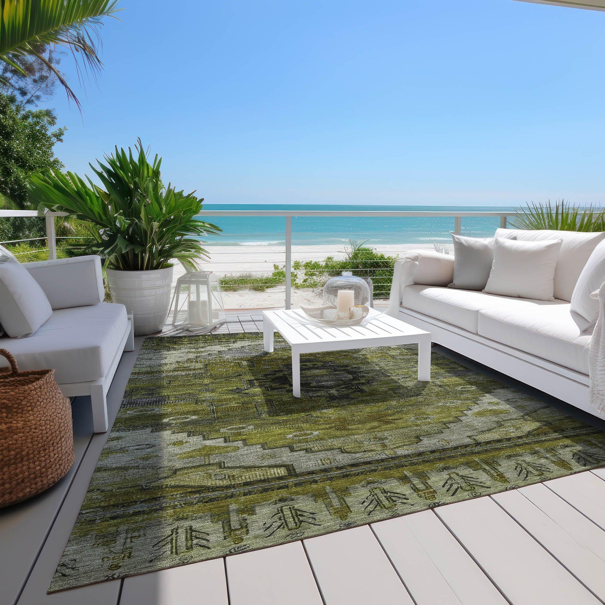 Addison Rugs Maeain Green Washable Indoor-Outdoor Rug