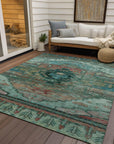 Addison Rugs Maeain Teal Washable Indoor-Outdoor Rug