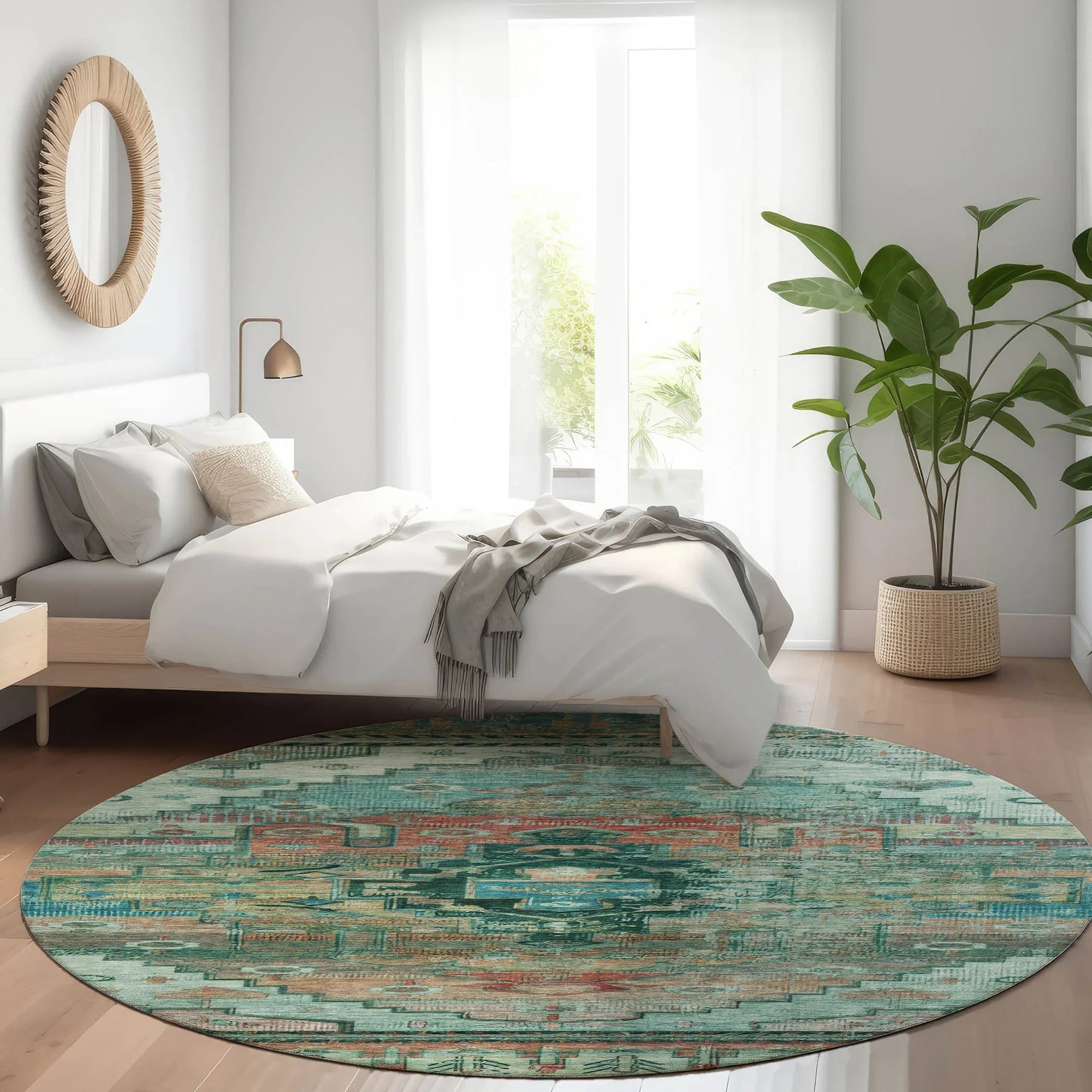 Addison Rugs Maeain Teal Washable Indoor-Outdoor Rug