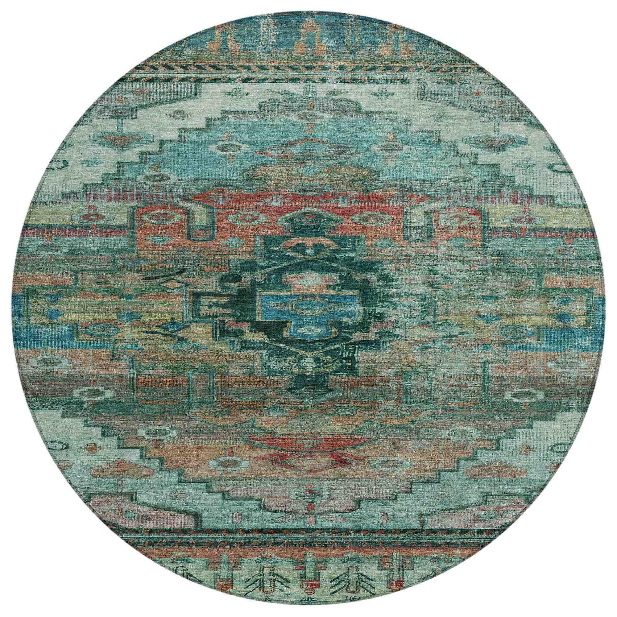 Addison Rugs Maeain Teal Washable Indoor-Outdoor Rug