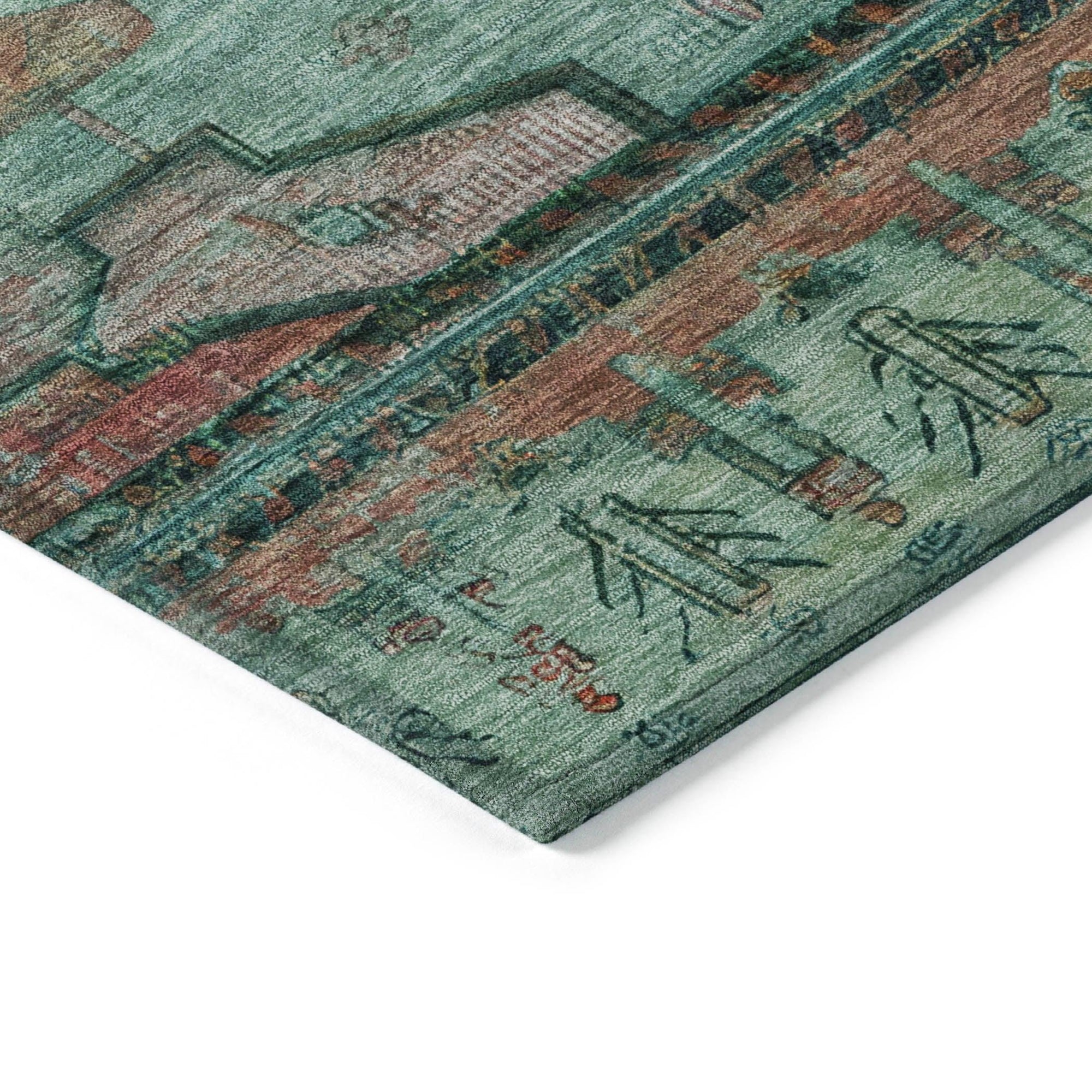 Addison Rugs Maeain Teal Washable Indoor-Outdoor Rug