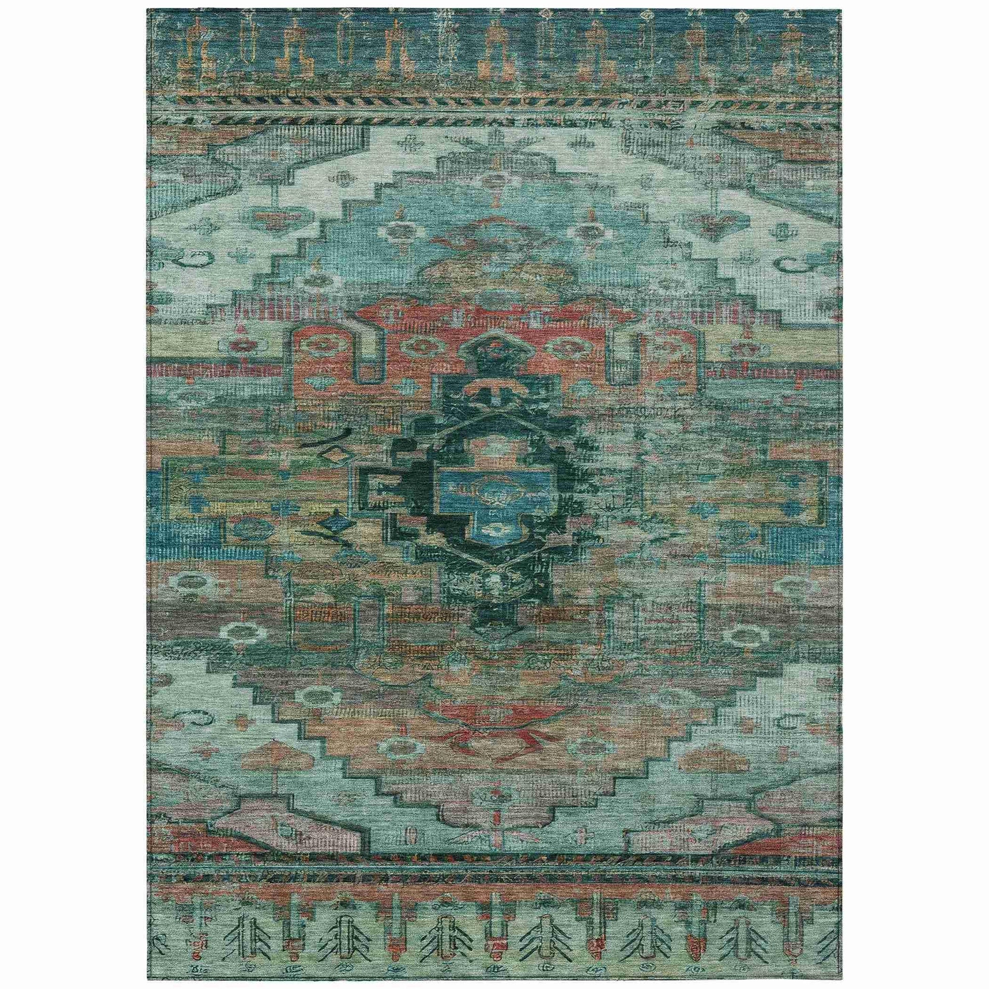 Addison Rugs Maeain Teal Washable Indoor-Outdoor Rug