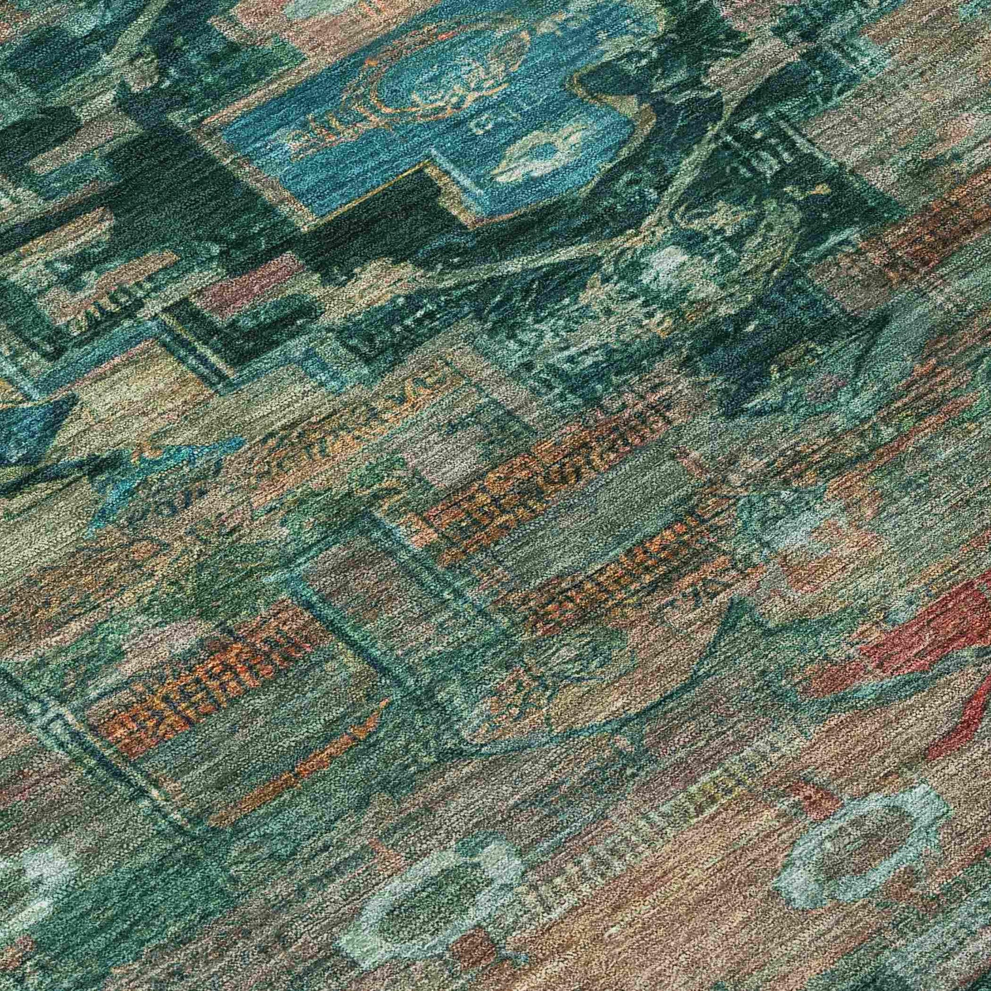 Addison Rugs Maeain Teal Washable Indoor-Outdoor Rug