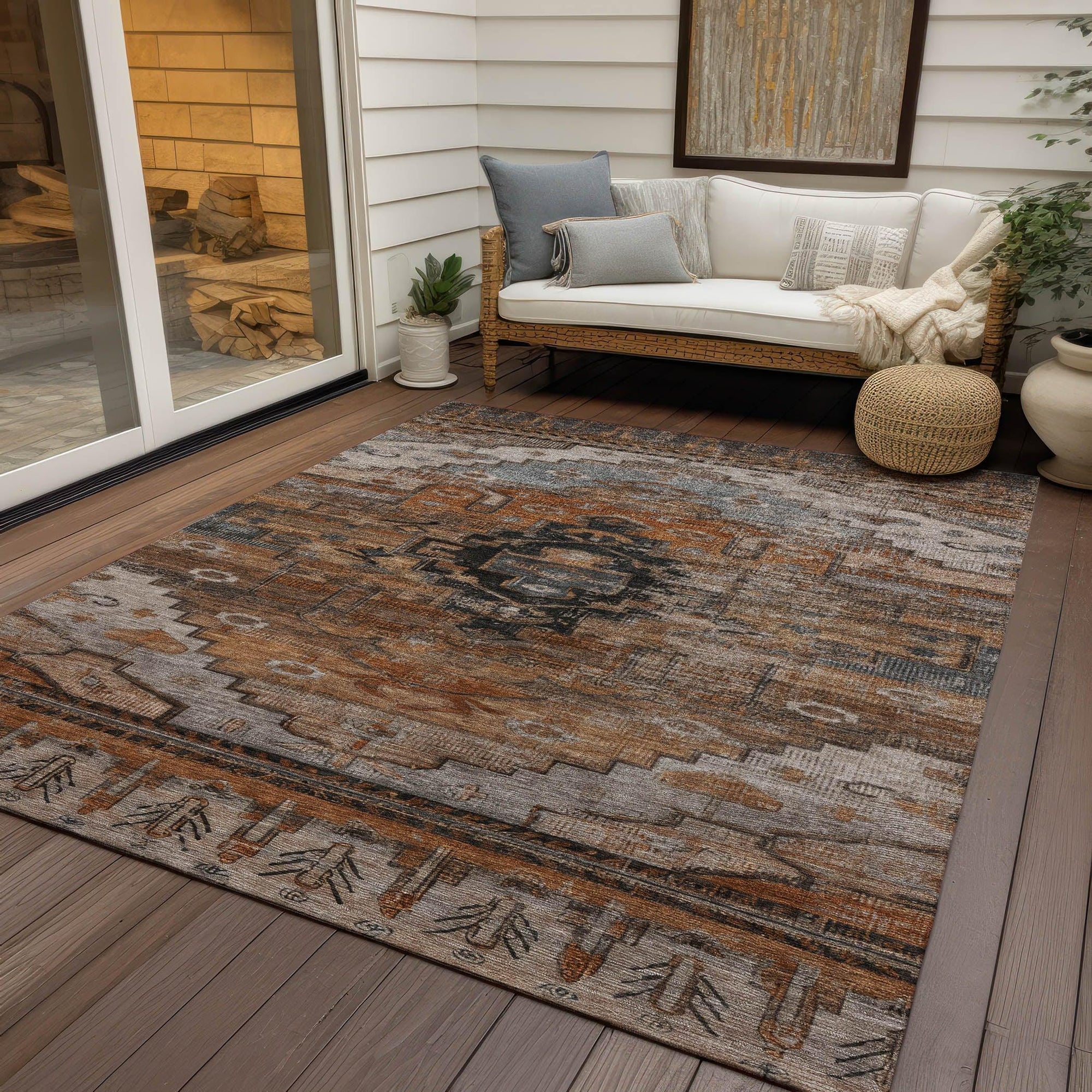Addison Rugs Maeain Orange Washable Indoor-Outdoor Rug