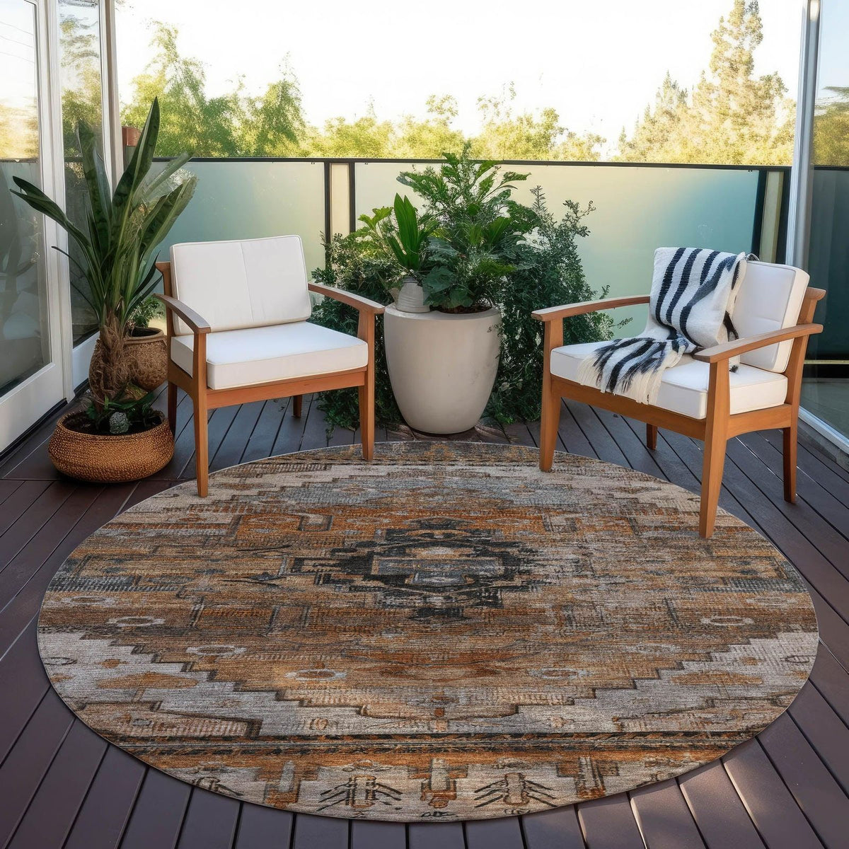Addison Rugs Maeain Orange Washable Indoor-Outdoor Rug