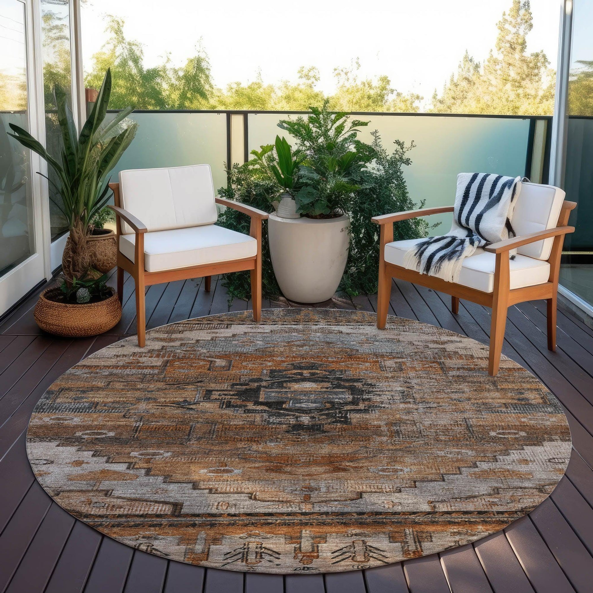 Addison Rugs Maeain Orange Washable Indoor-Outdoor Rug