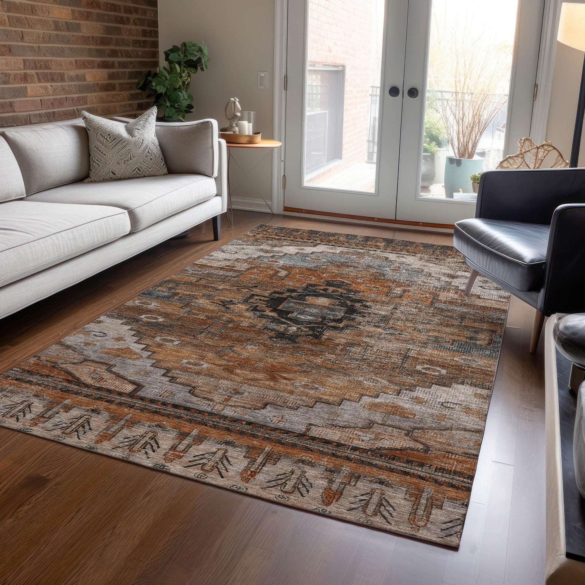 Addison Rugs Maeain Orange Washable Indoor-Outdoor Rug