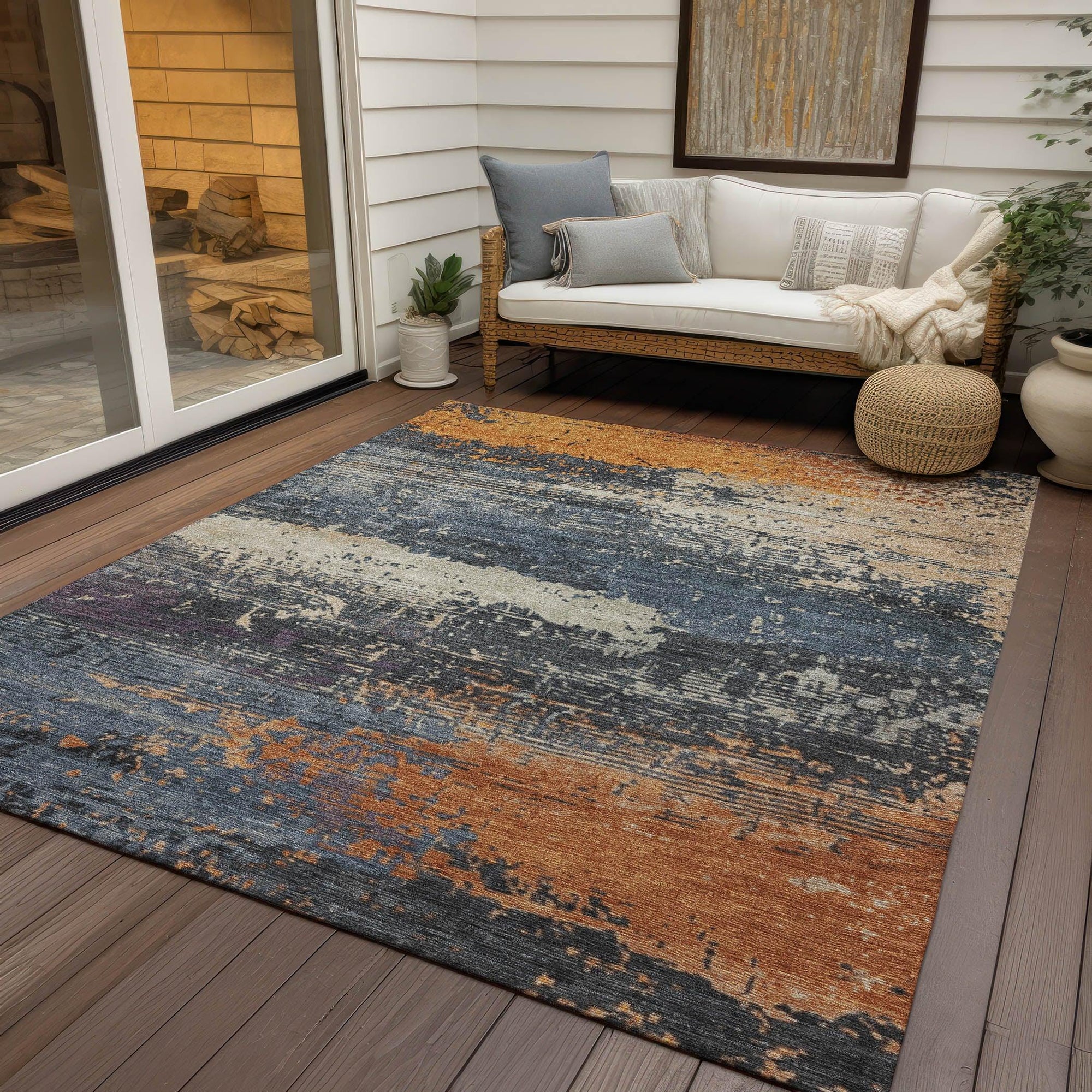 Addison Rugs Maeanor Blue Washable Indoor-Outdoor Rug
