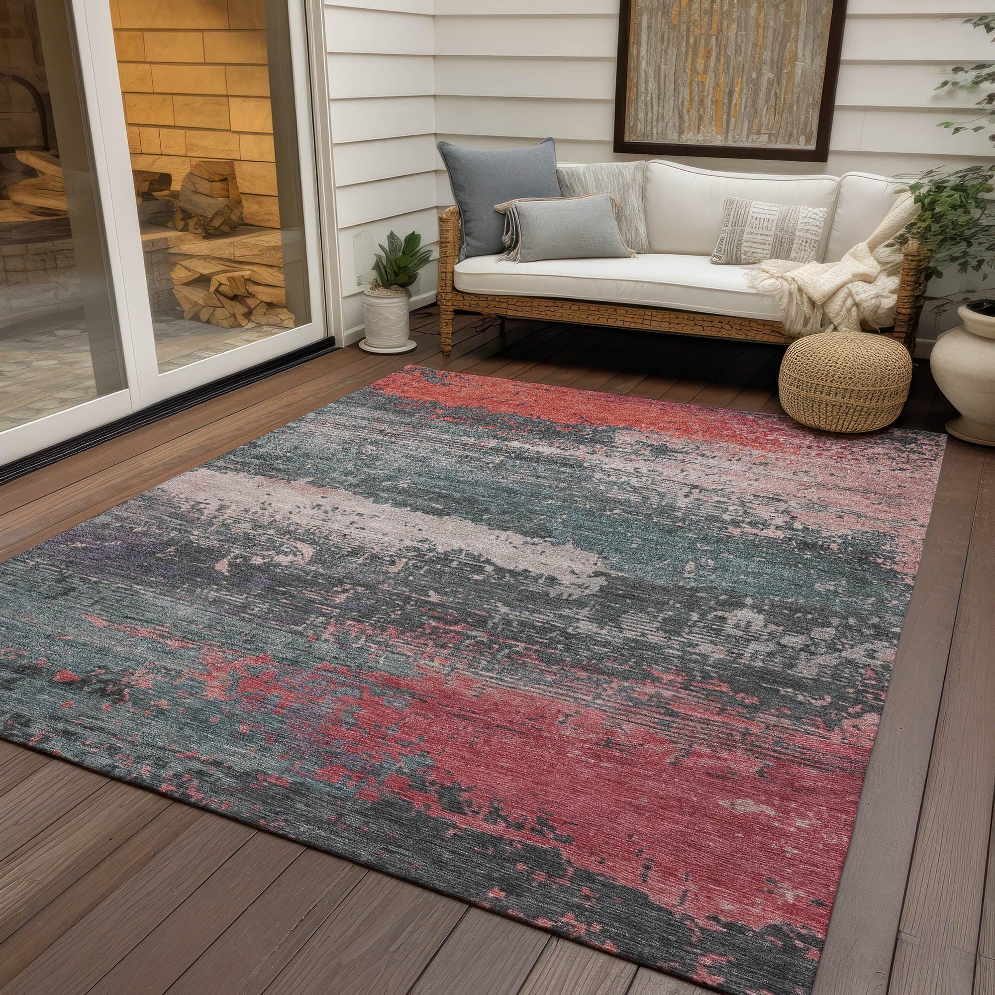 Addison Rugs Maeanor Orange Washable Indoor-Outdoor Rug