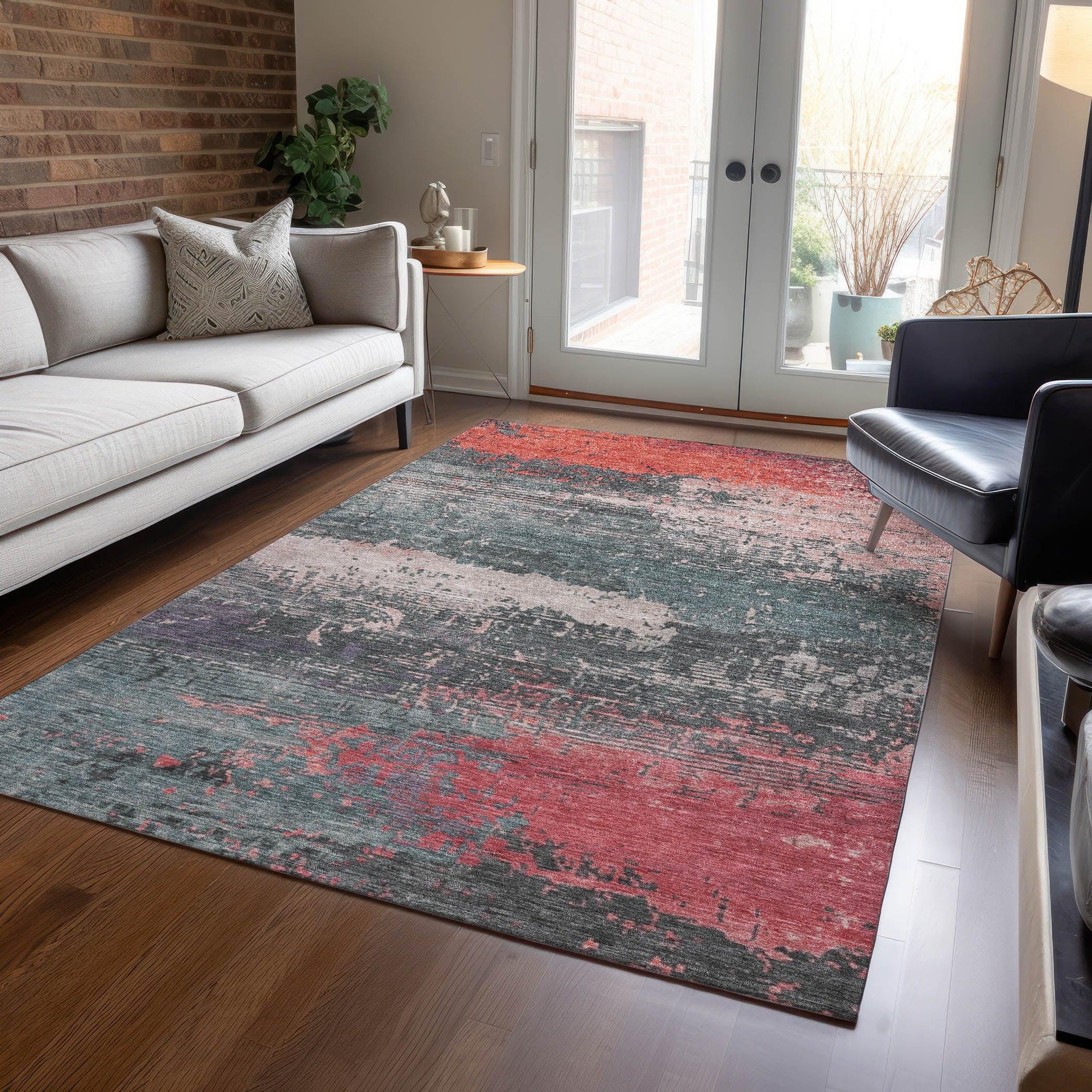 Addison Rugs Maeanor Orange Washable Indoor-Outdoor Rug