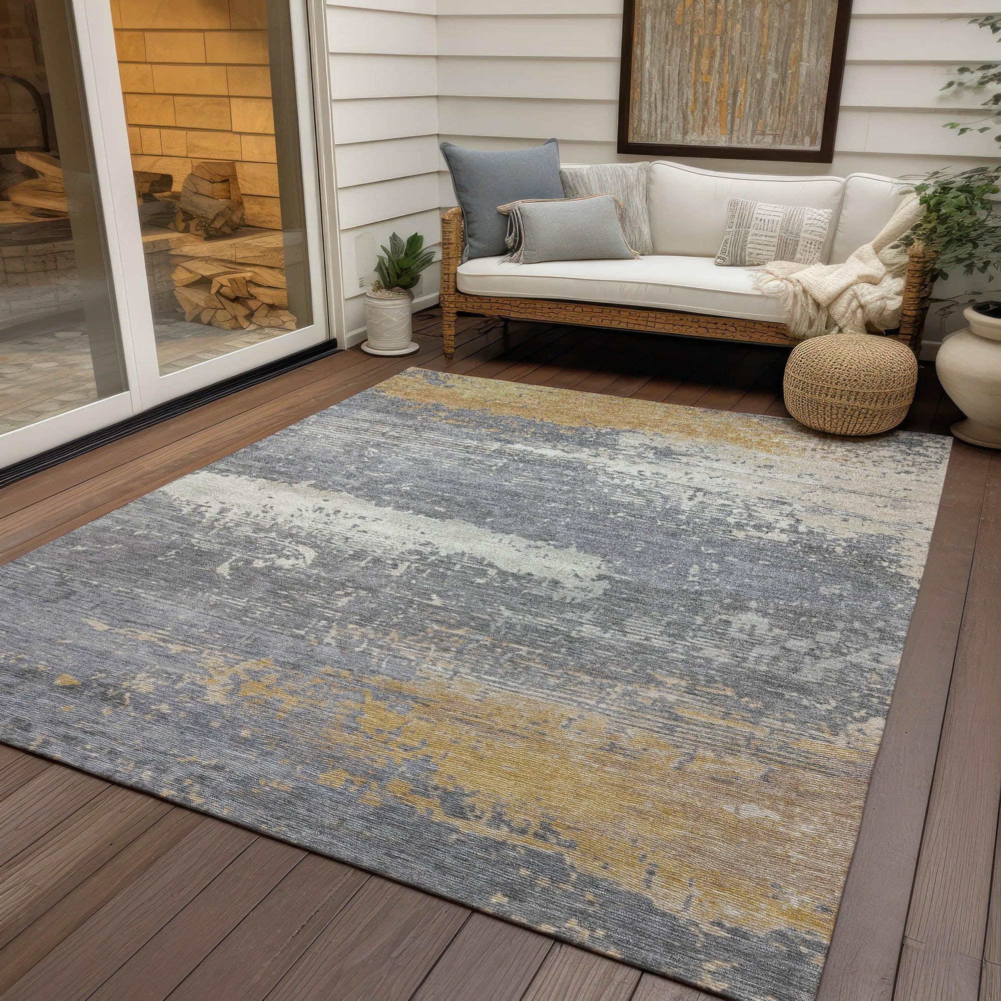 Addison Rugs Maeanor Gold Washable Indoor-Outdoor Rug