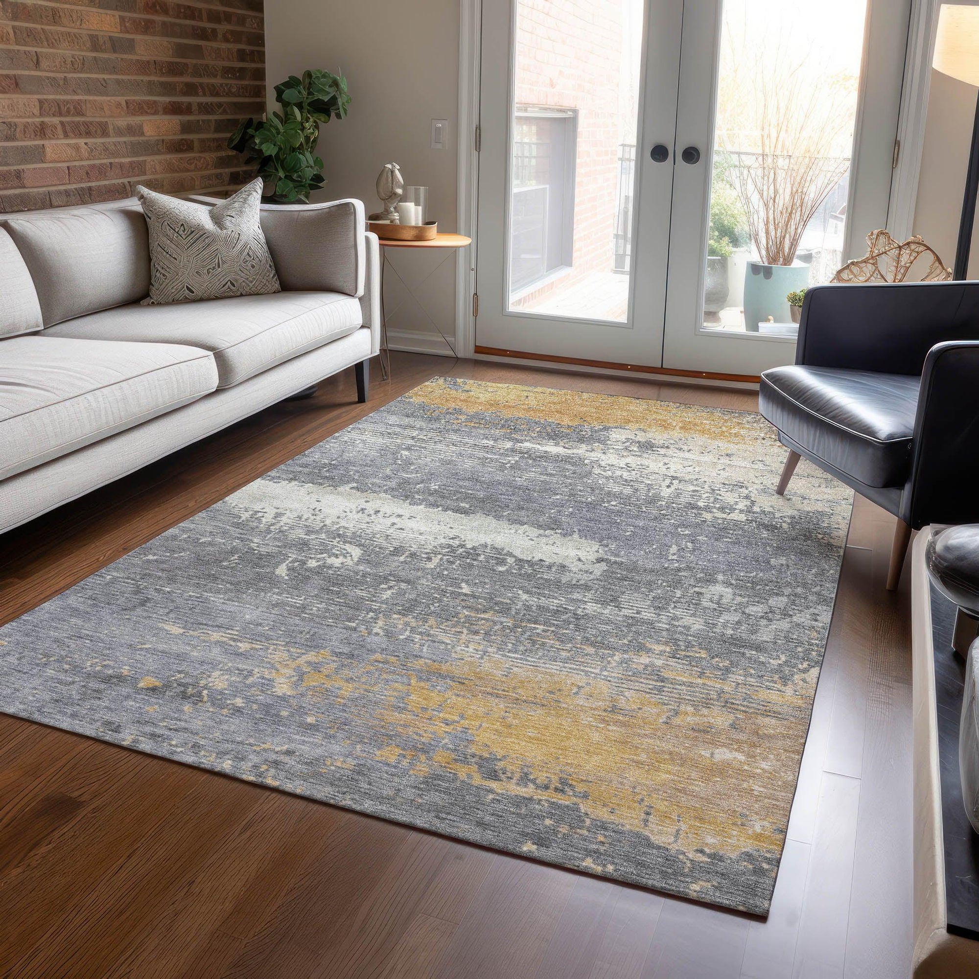 Addison Rugs Maeanor Gold Washable Indoor-Outdoor Rug