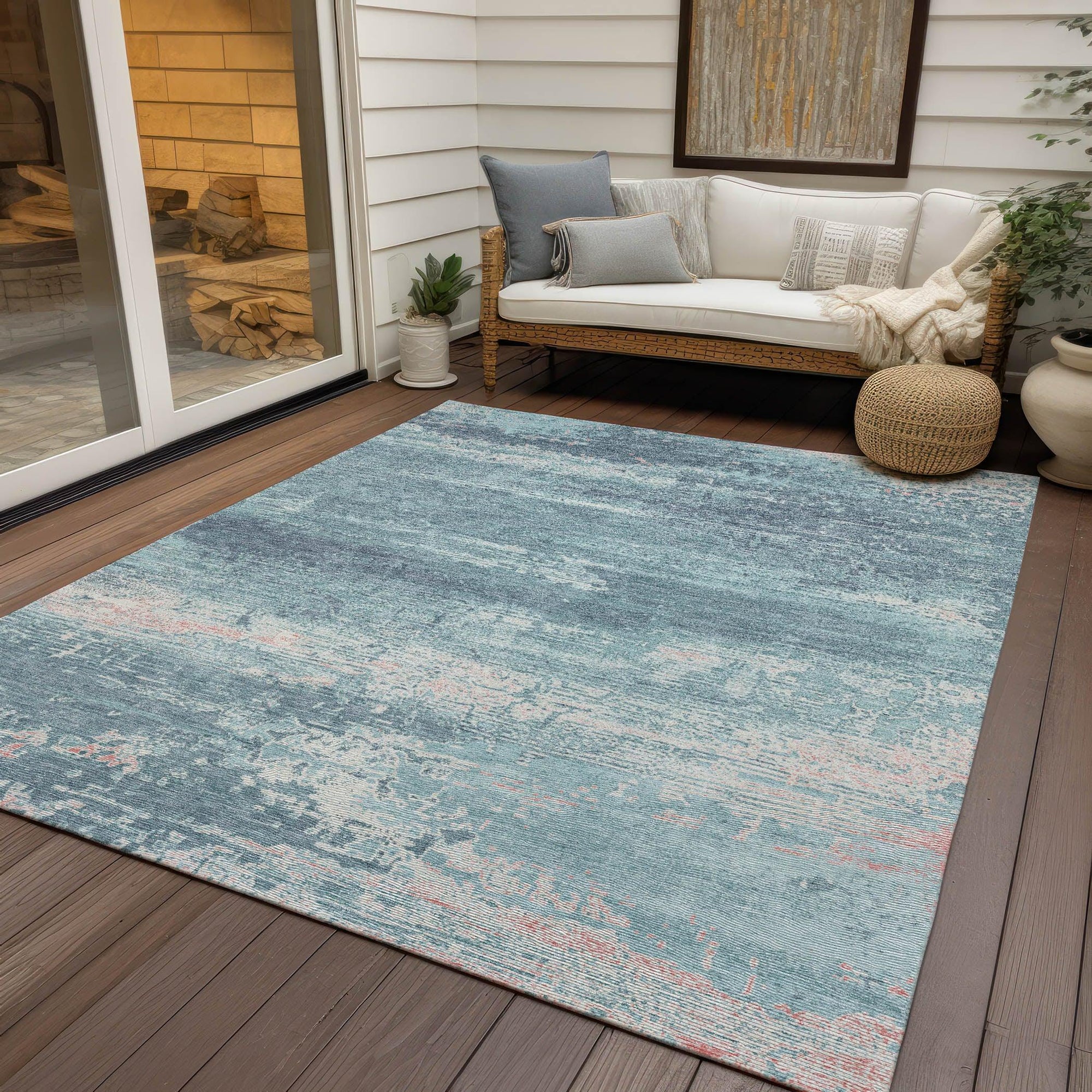 Addison Rugs Maeara Teal Washable Indoor-Outdoor Rug