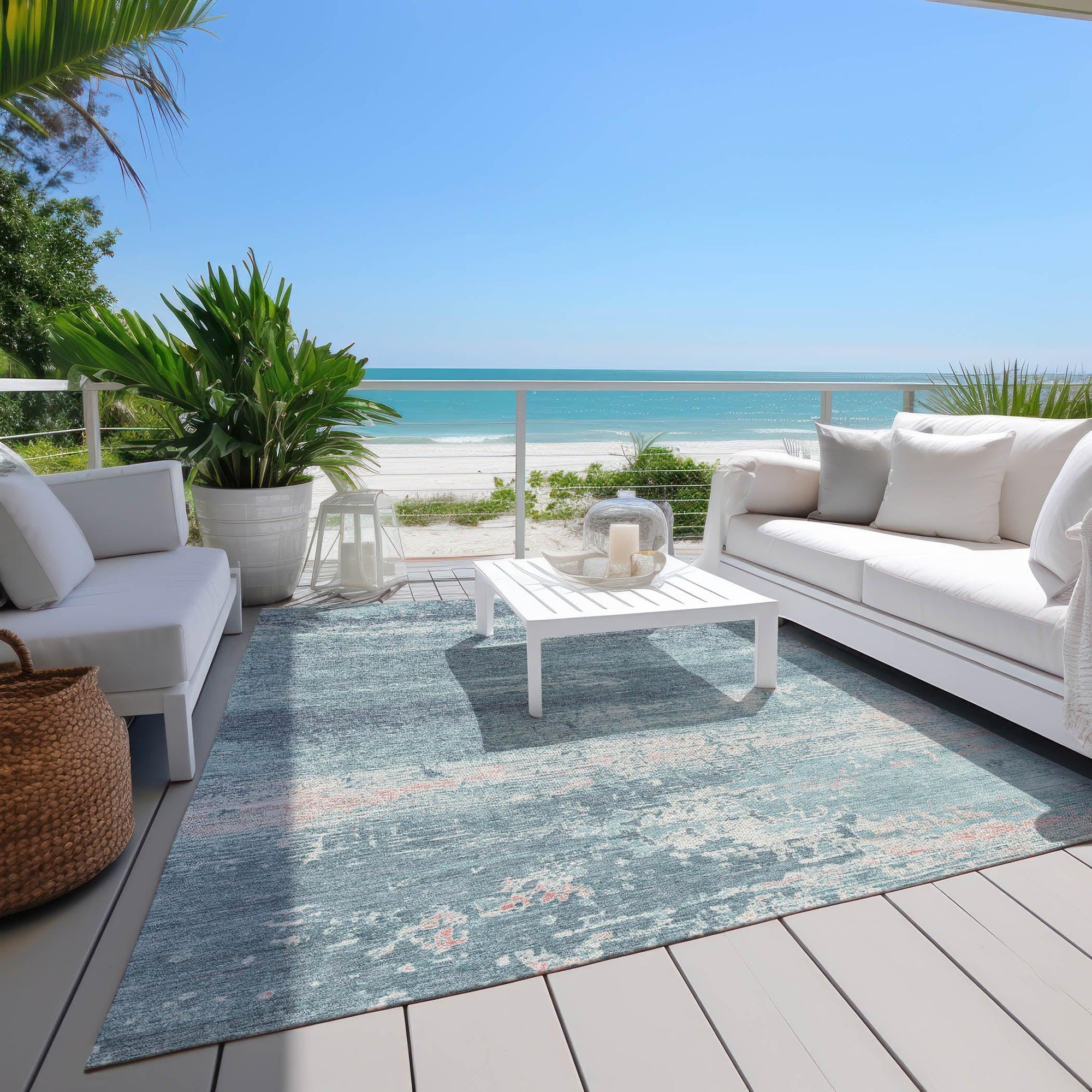 Addison Rugs Maeara Teal Washable Indoor-Outdoor Rug
