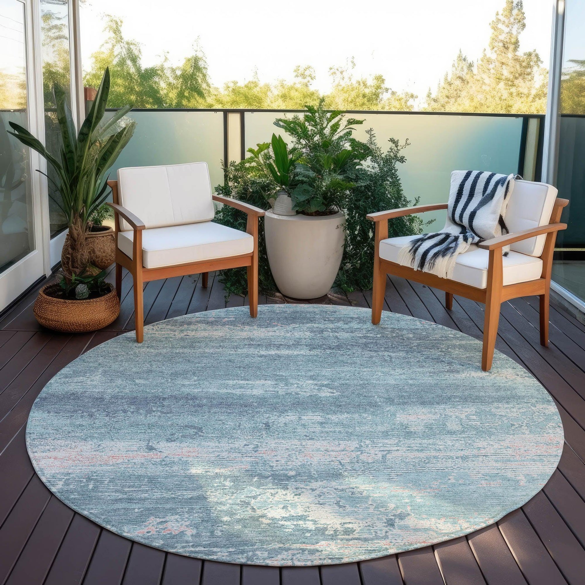 Addison Rugs Maeara Teal Washable Indoor-Outdoor Rug