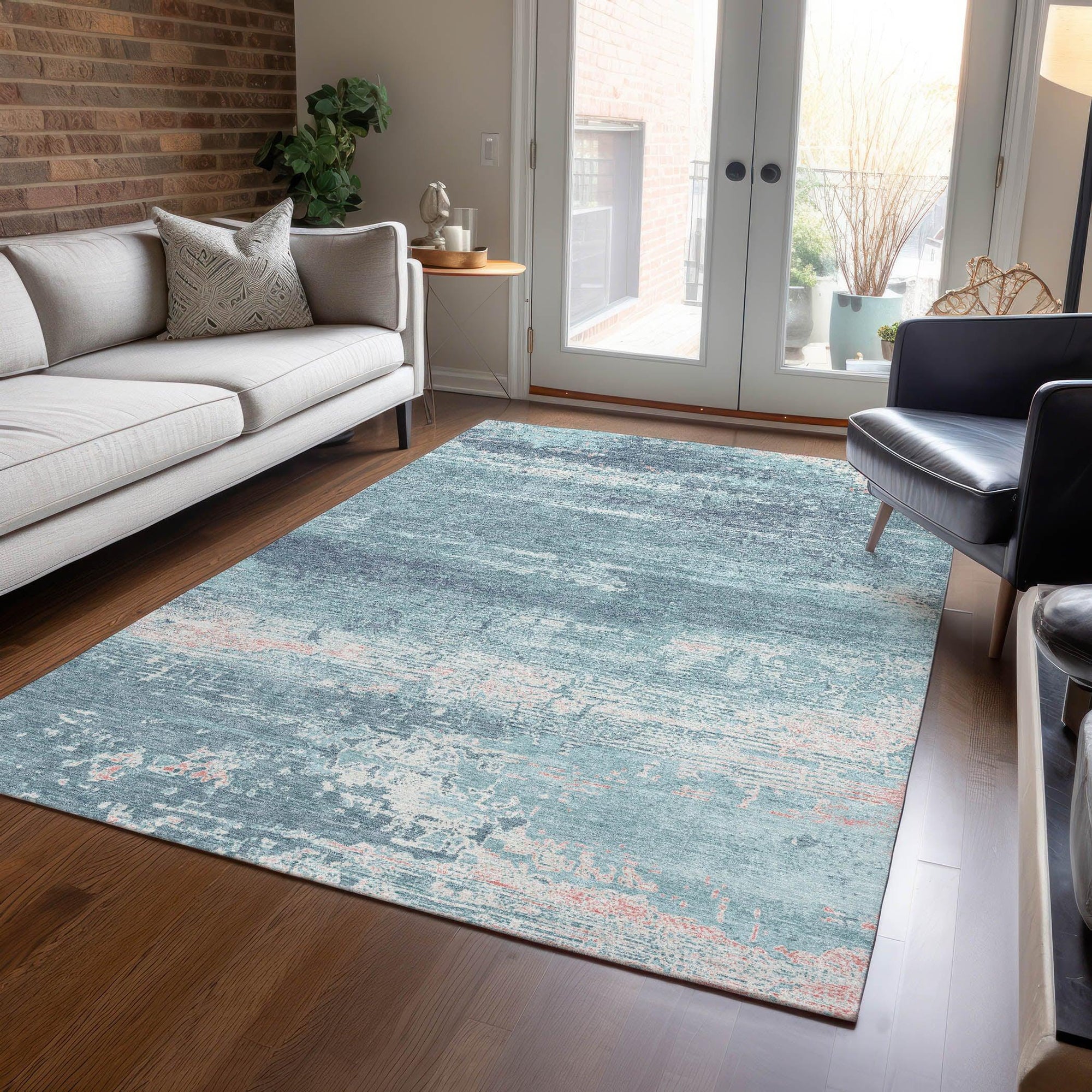 Addison Rugs Maeara Teal Washable Indoor-Outdoor Rug