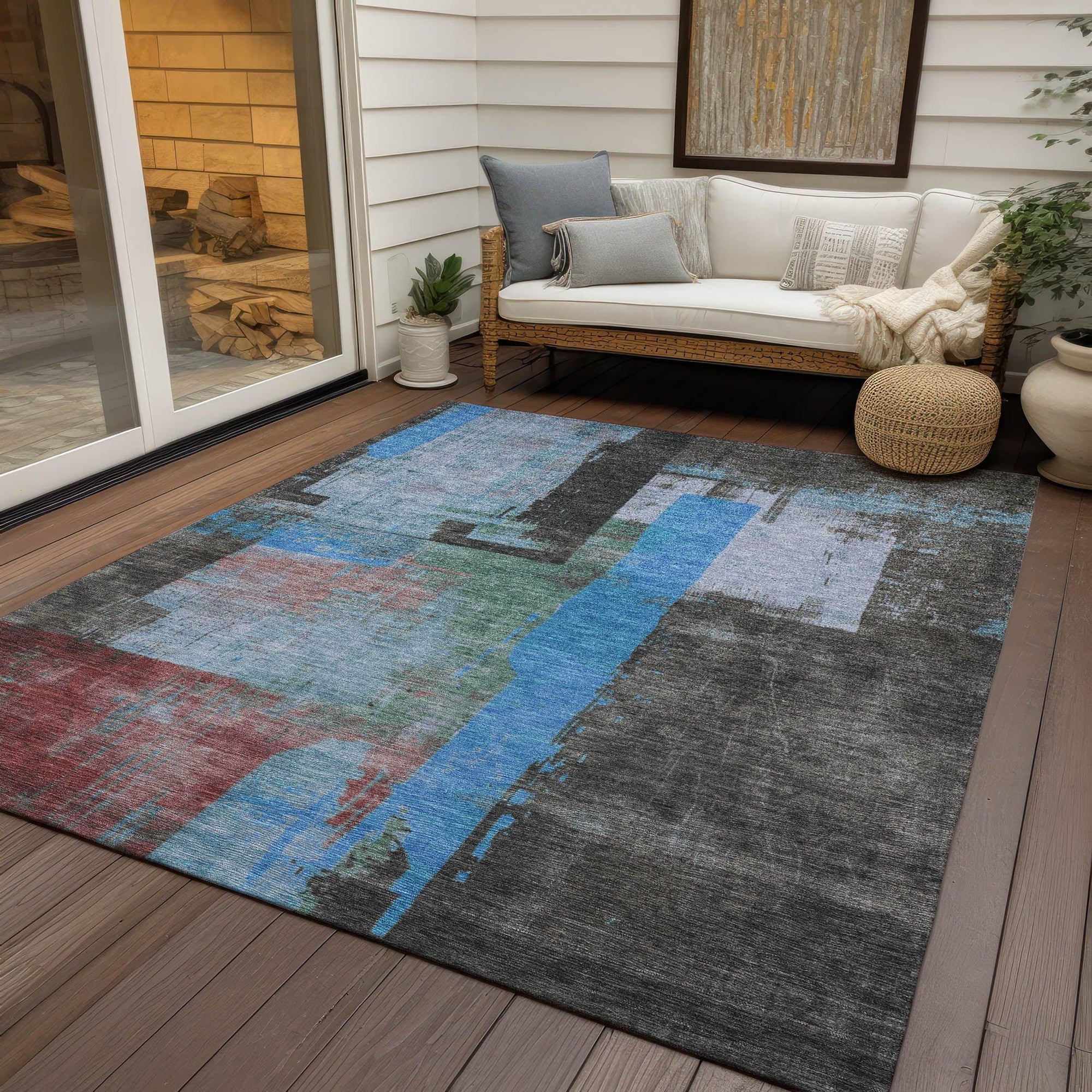Addison Rugs Maearis Blue Washable Indoor-Outdoor Rug