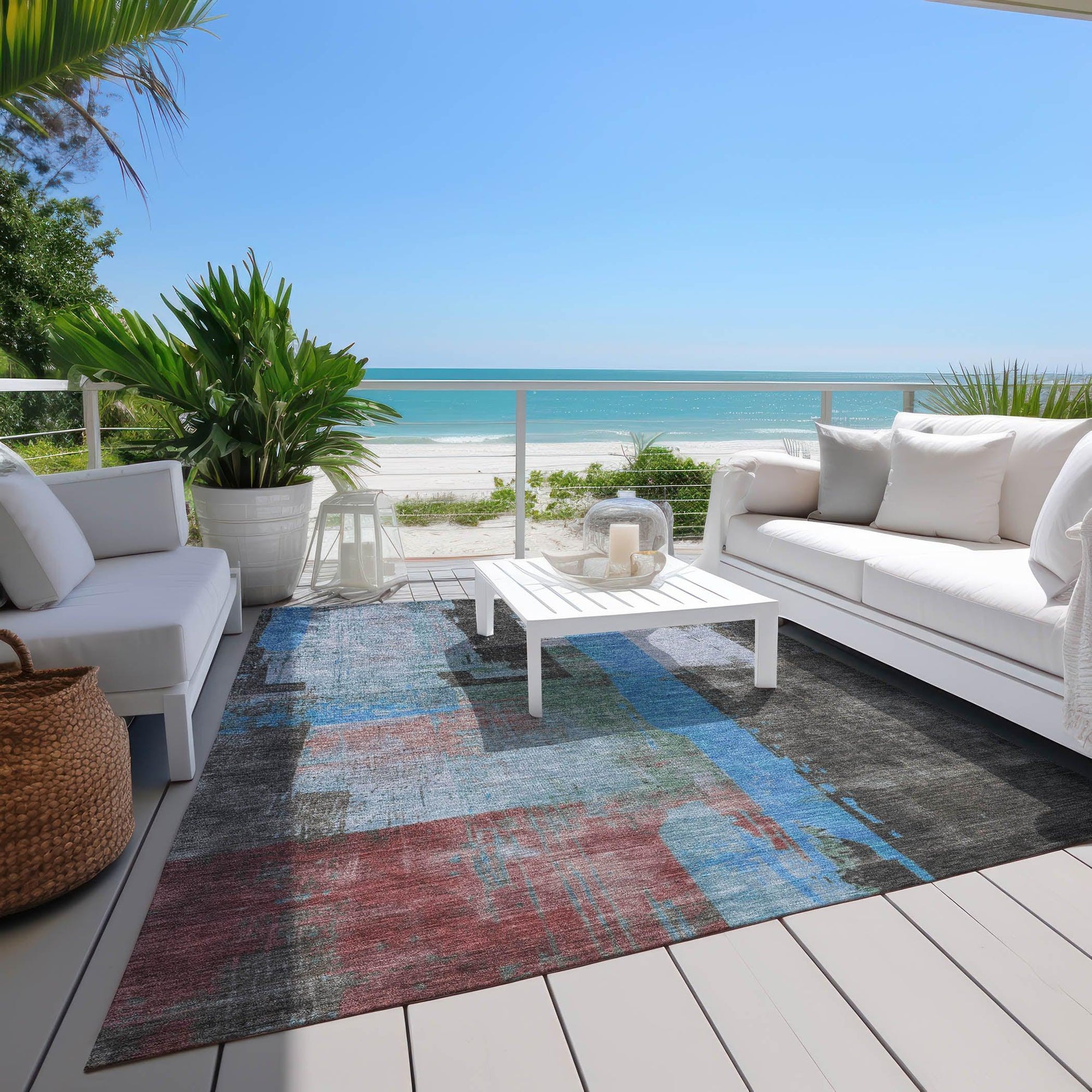 Addison Rugs Maearis Blue Washable Indoor-Outdoor Rug