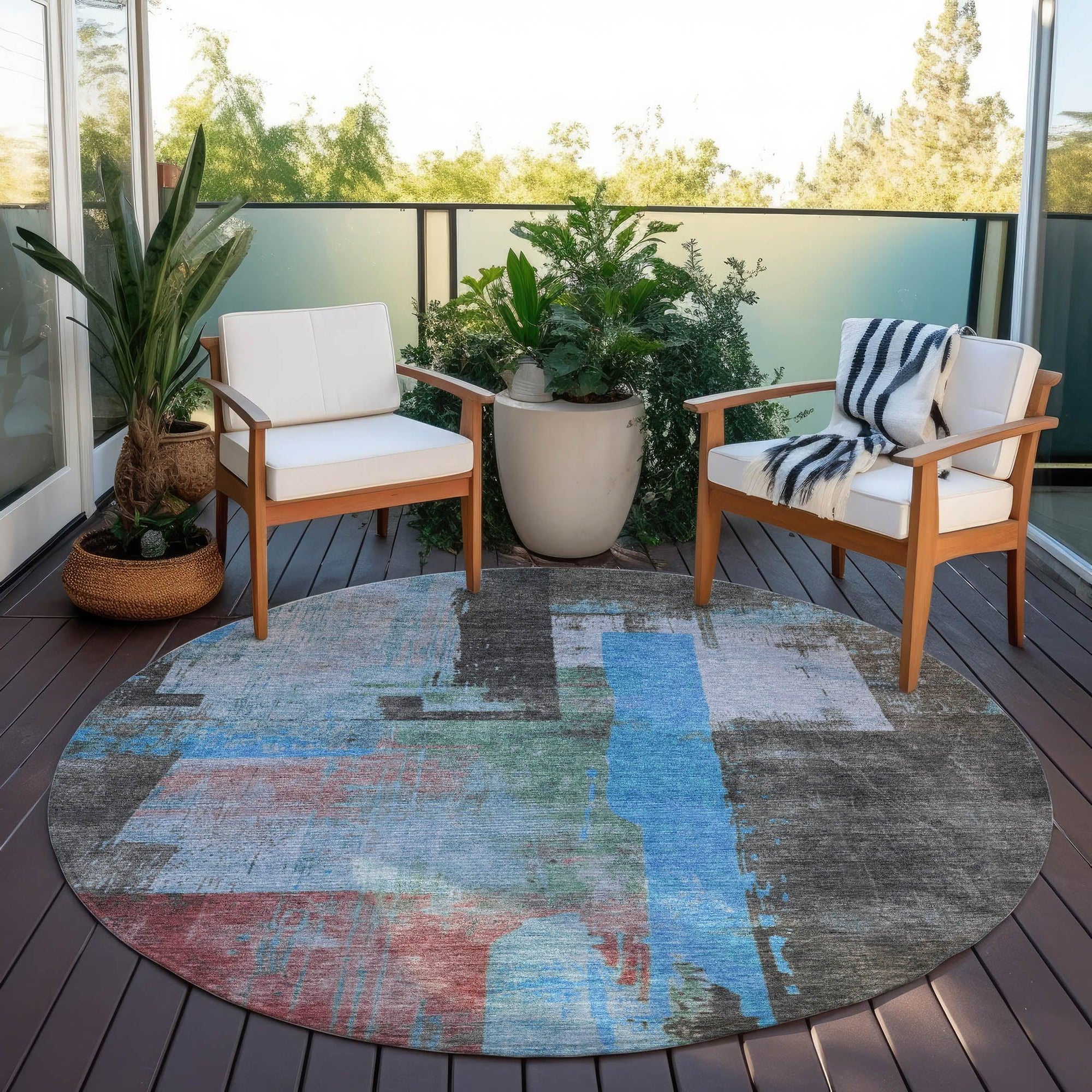 Addison Rugs Maearis Blue Washable Indoor-Outdoor Rug