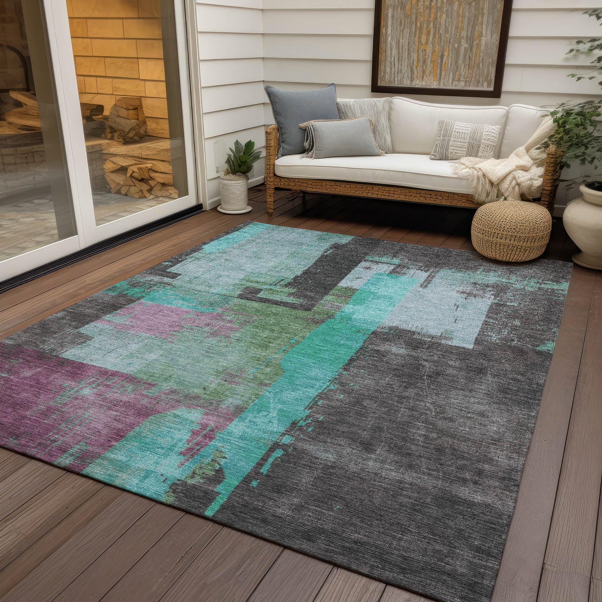 Addison Rugs Maearis Teal Washable Indoor-Outdoor Rug
