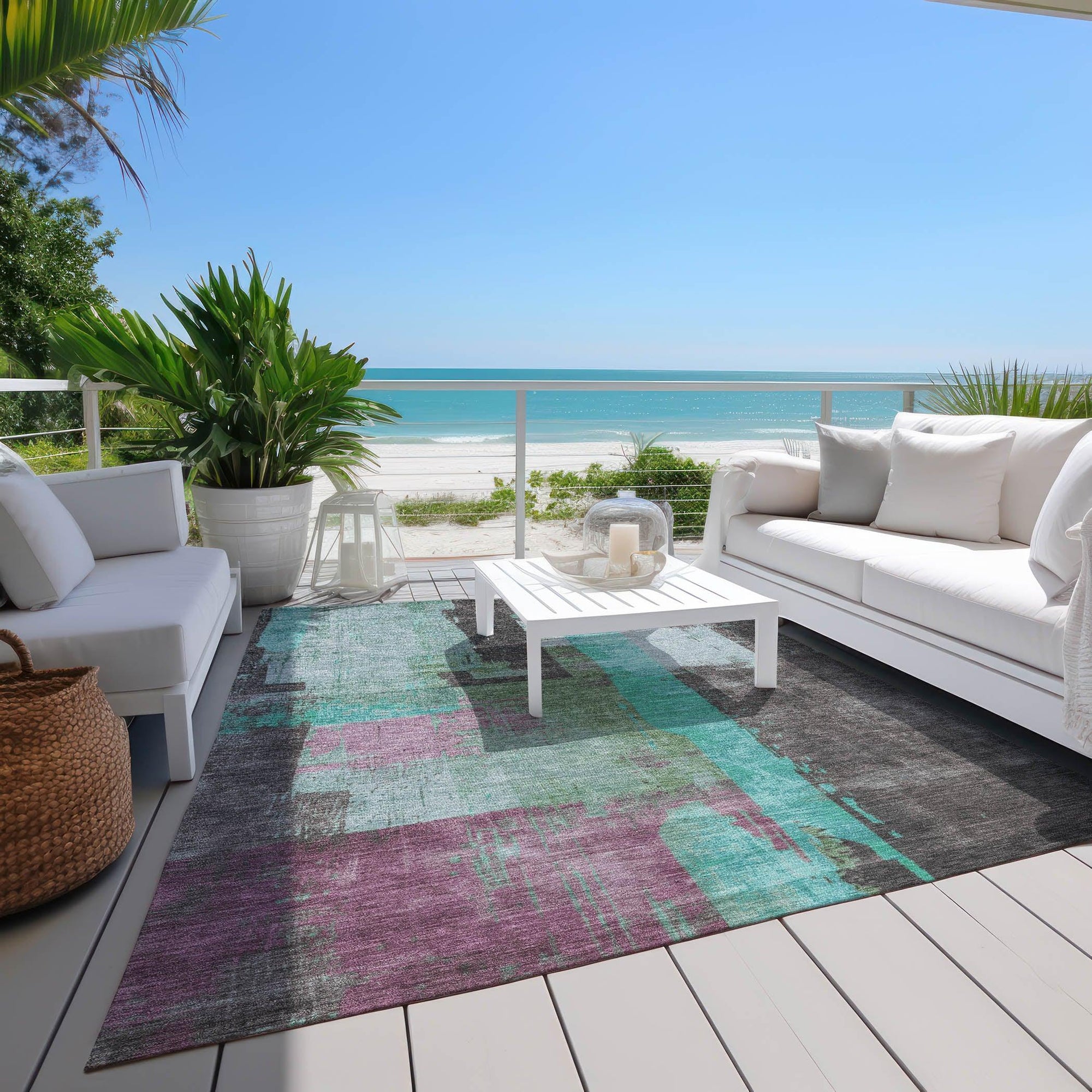 Addison Rugs Maearis Teal Washable Indoor-Outdoor Rug