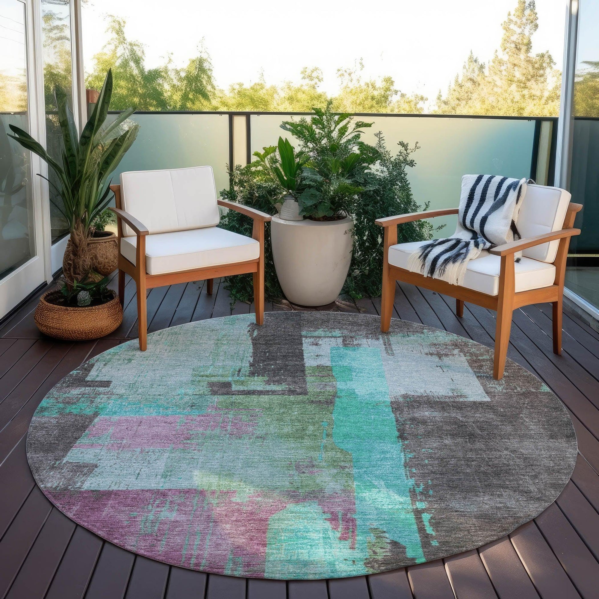 Addison Rugs Maearis Teal Washable Indoor-Outdoor Rug