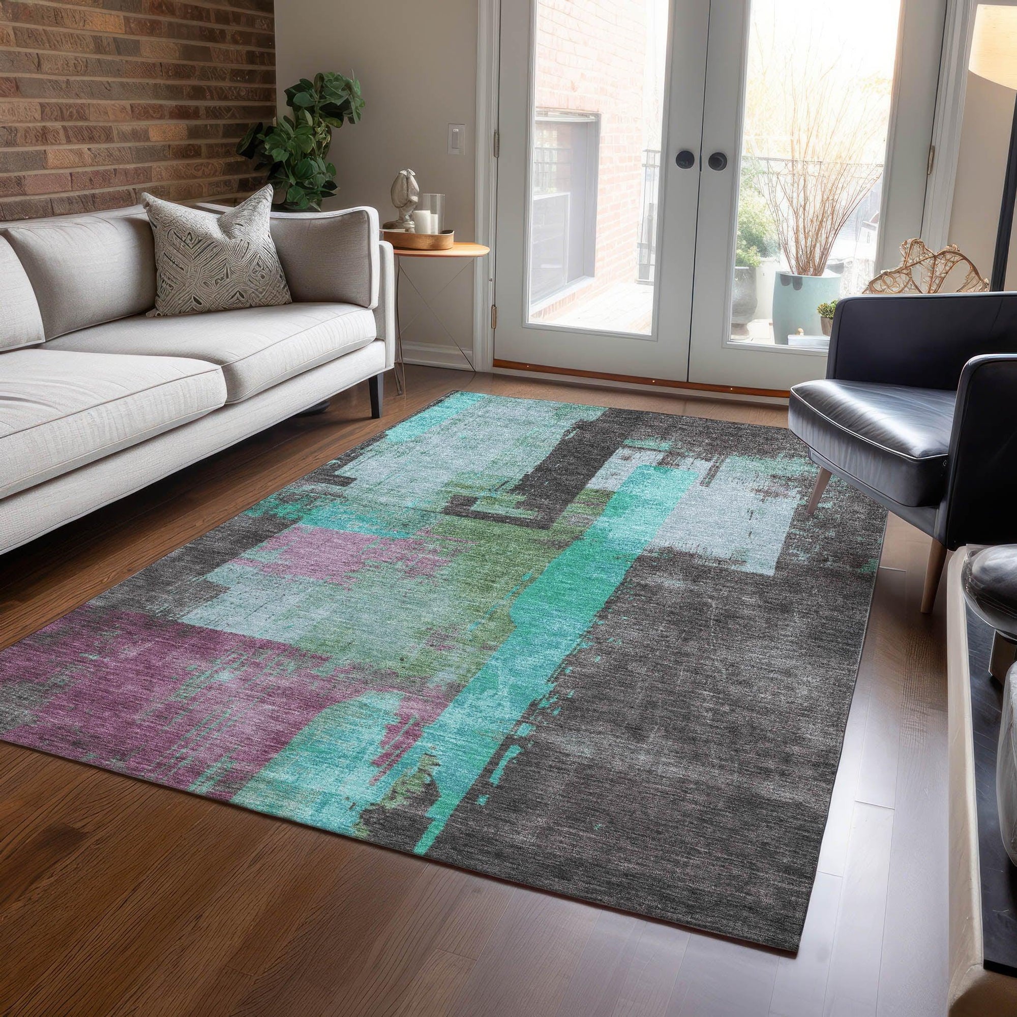 Addison Rugs Maearis Teal Washable Indoor-Outdoor Rug