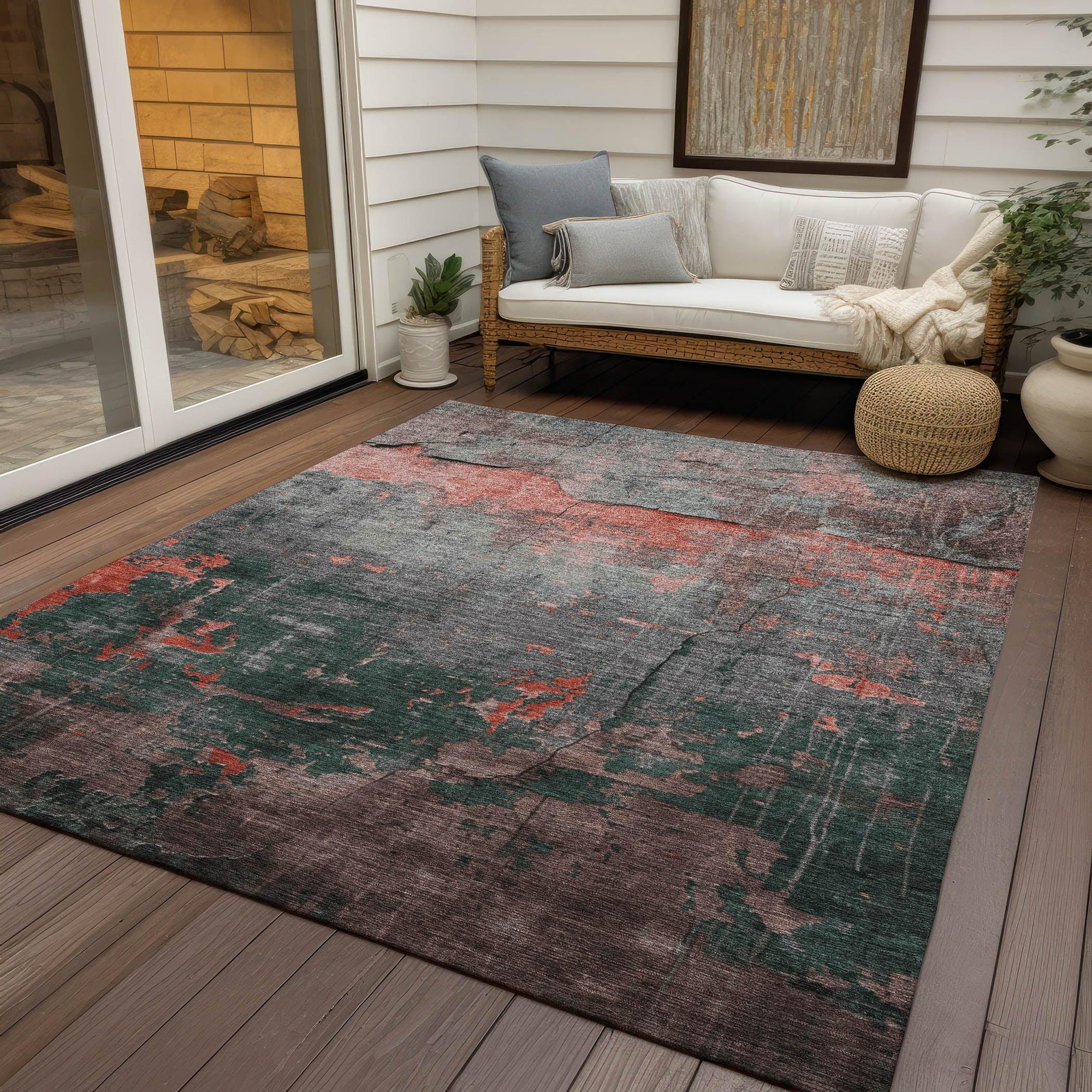 Addison Rugs Maeel Orange Washable Indoor-Outdoor Rug