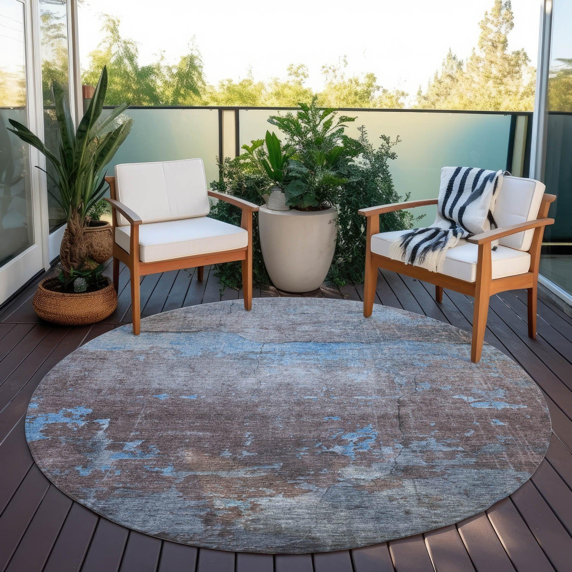 Addison Rugs Maeel Blue Washable Indoor-Outdoor Rug