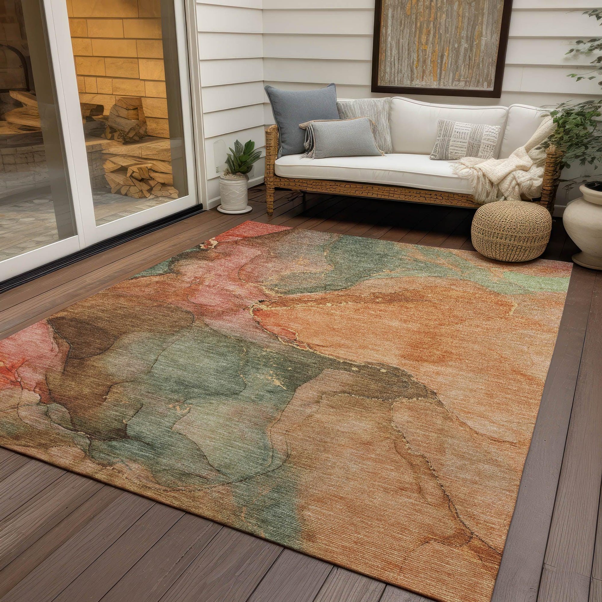 Addison Rugs Maeira Orange Washable Indoor-Outdoor Rug
