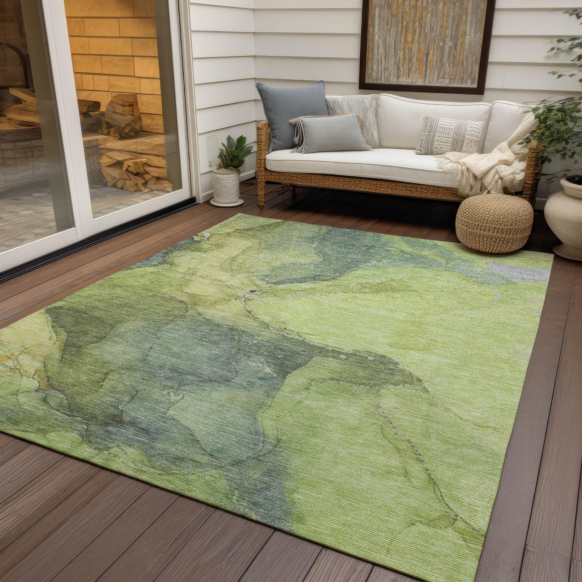 Addison Rugs Maeira Green Washable Indoor-Outdoor Rug
