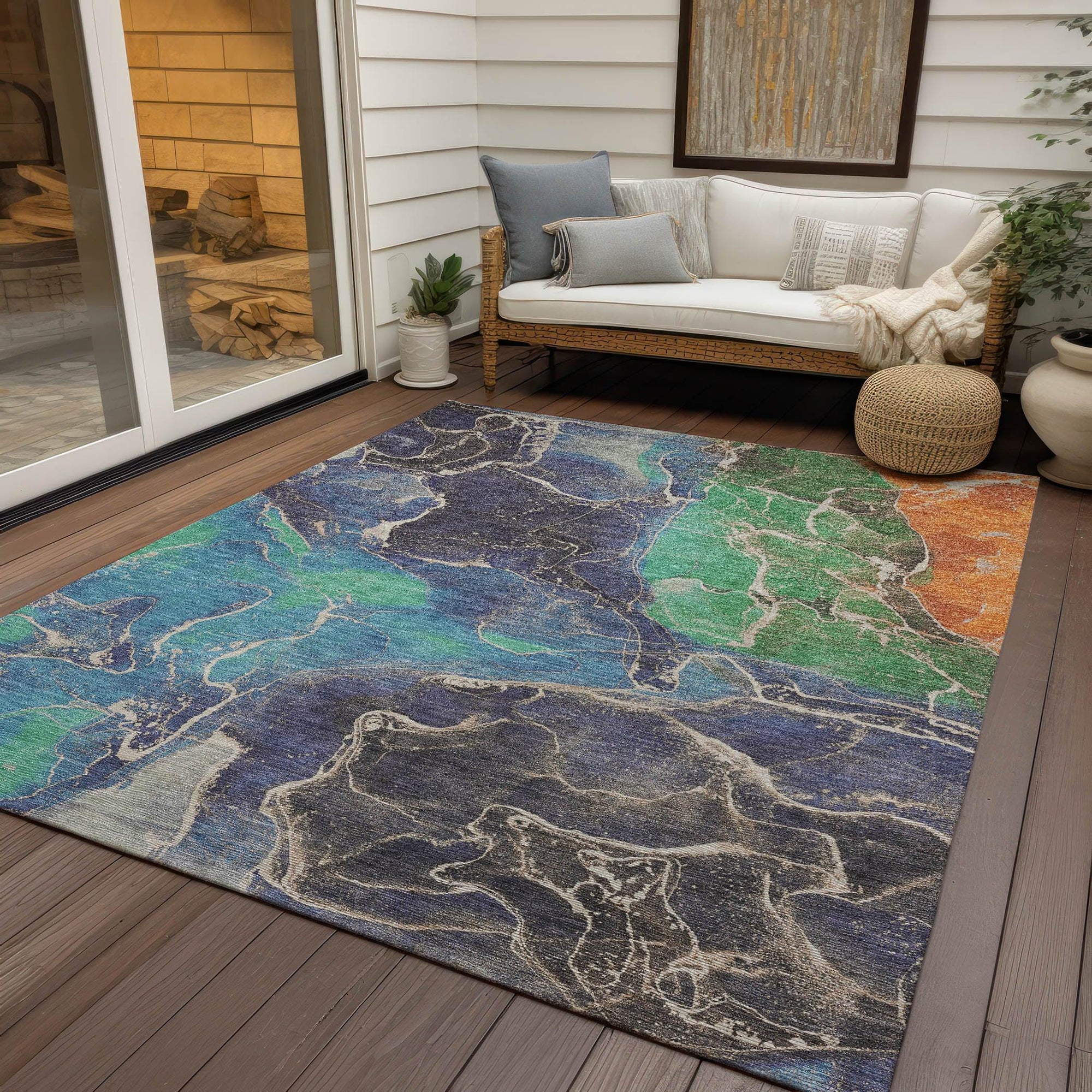 Addison Rugs Maeon Blue Washable Indoor-Outdoor Rug