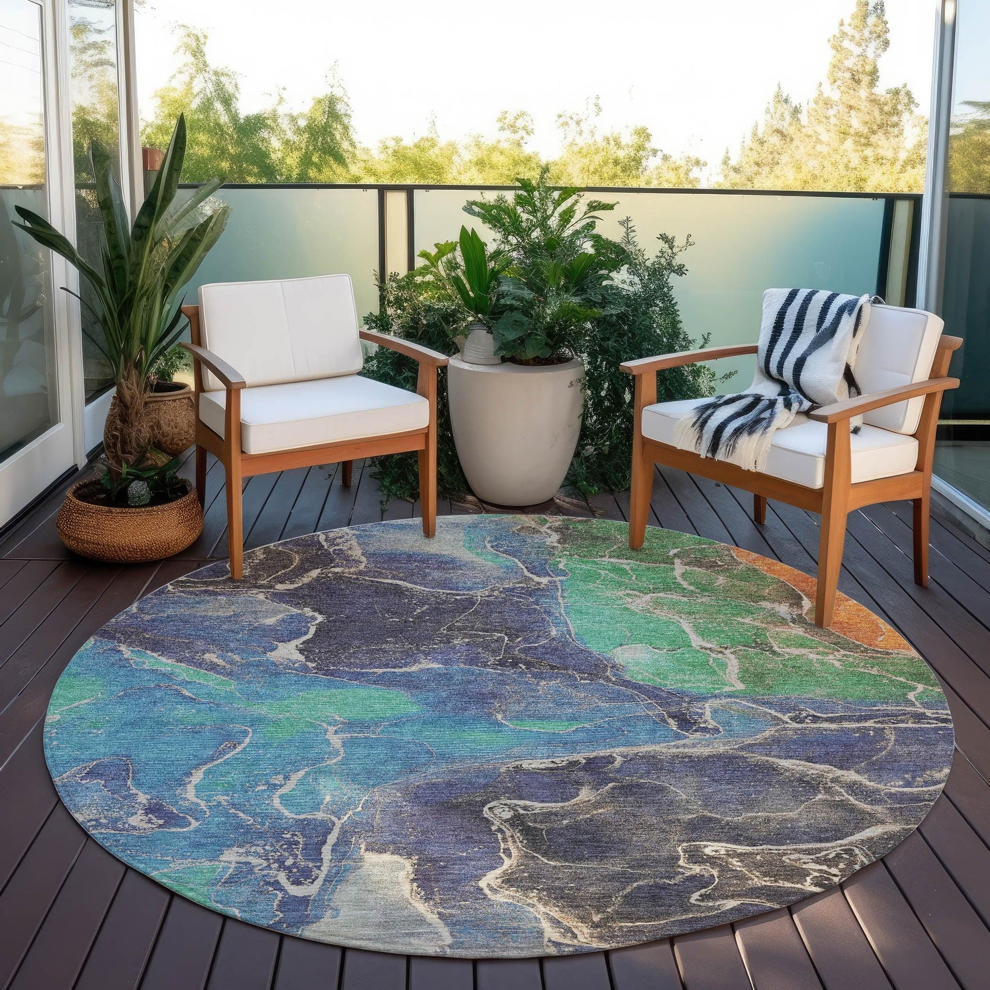 Addison Rugs Maeon Blue Washable Indoor-Outdoor Rug