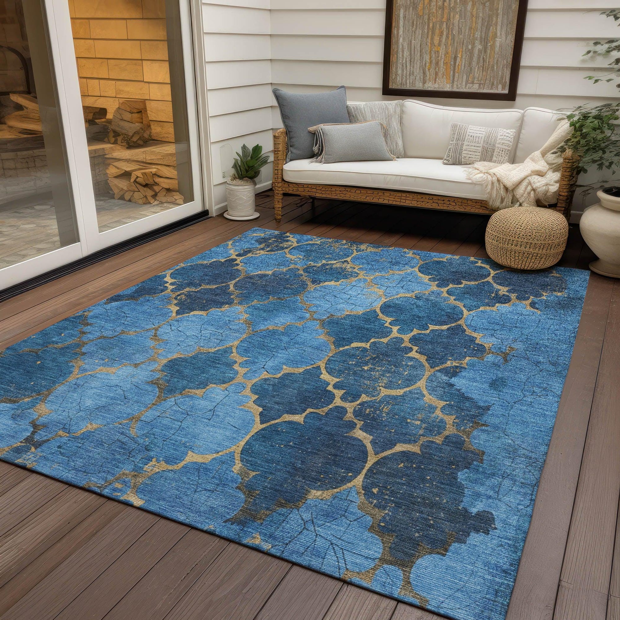 Addison Rugs Maeoril Blue Washable Indoor-Outdoor Rug