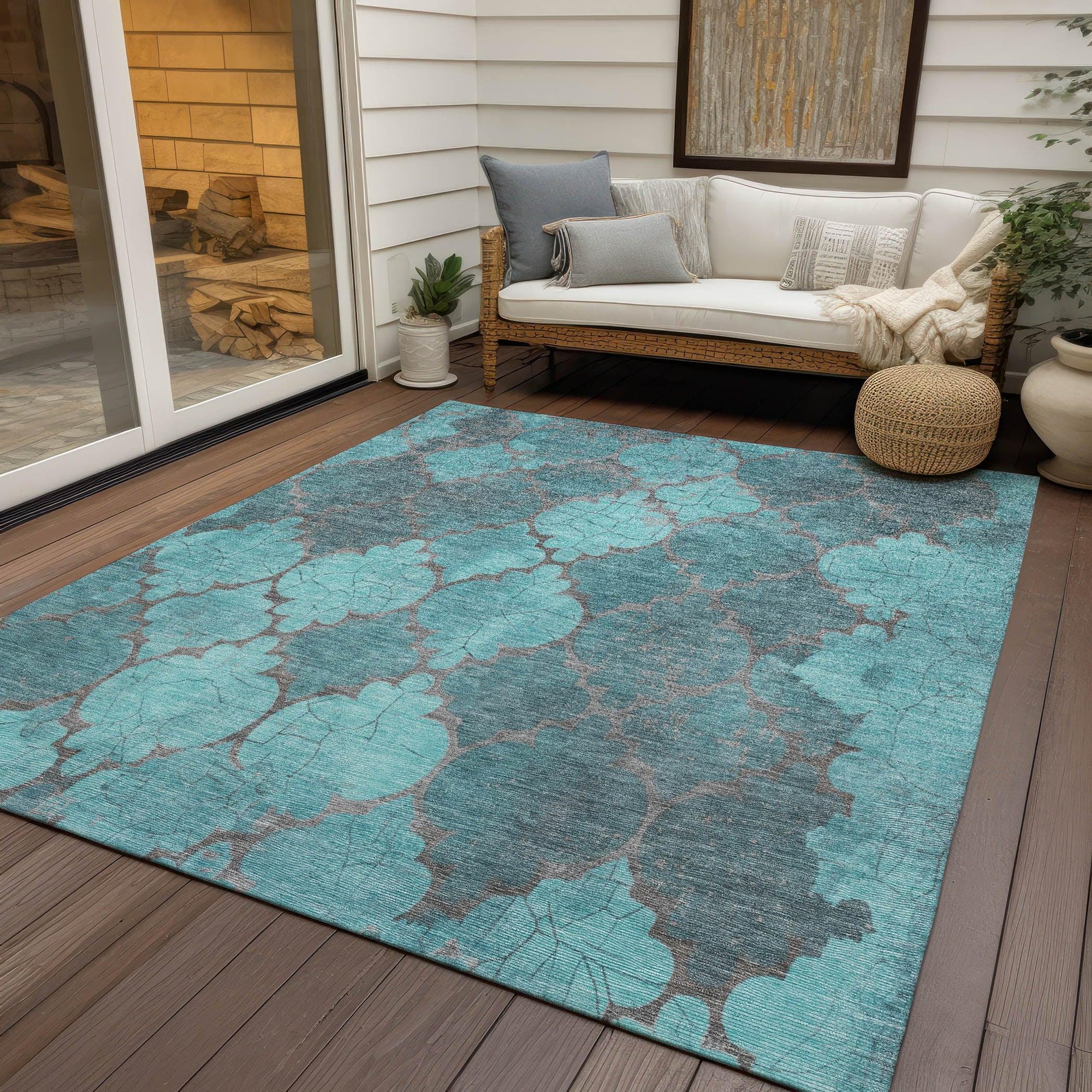 Addison Rugs Maeoril Teal Washable Indoor-Outdoor Rug