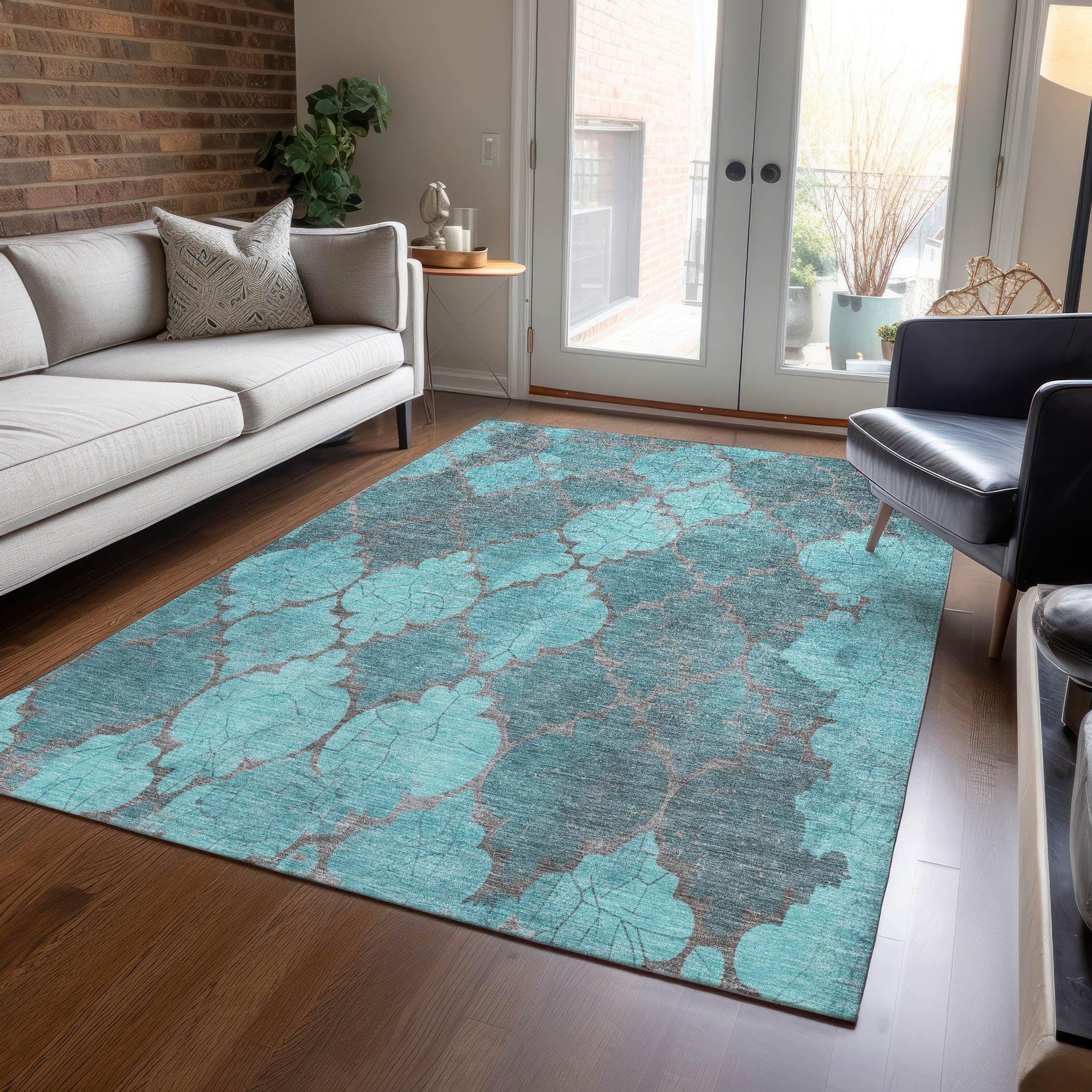 Addison Rugs Maeoril Teal Washable Indoor-Outdoor Rug