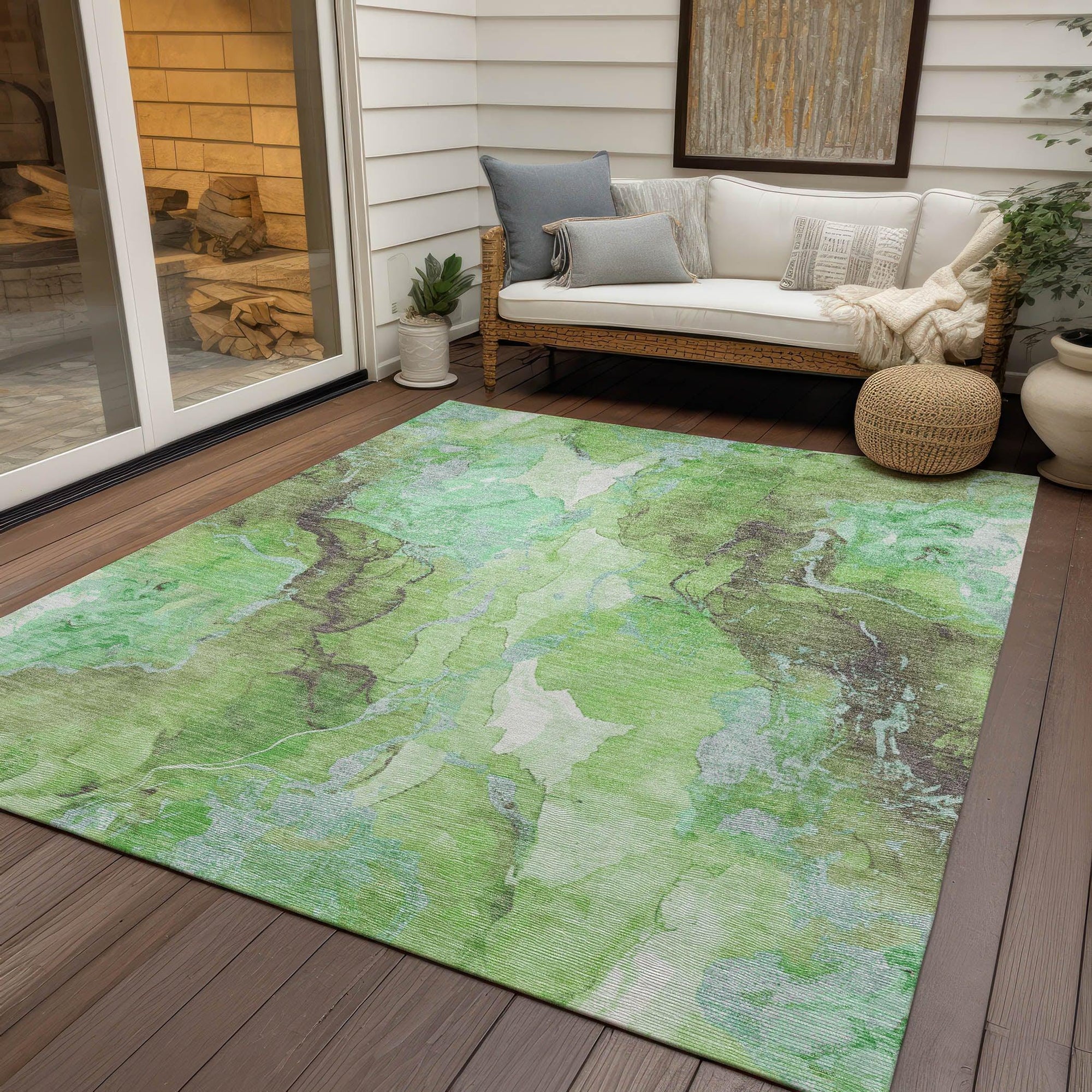 Addison Rugs Naelain Green Washable Indoor-Outdoor Rug