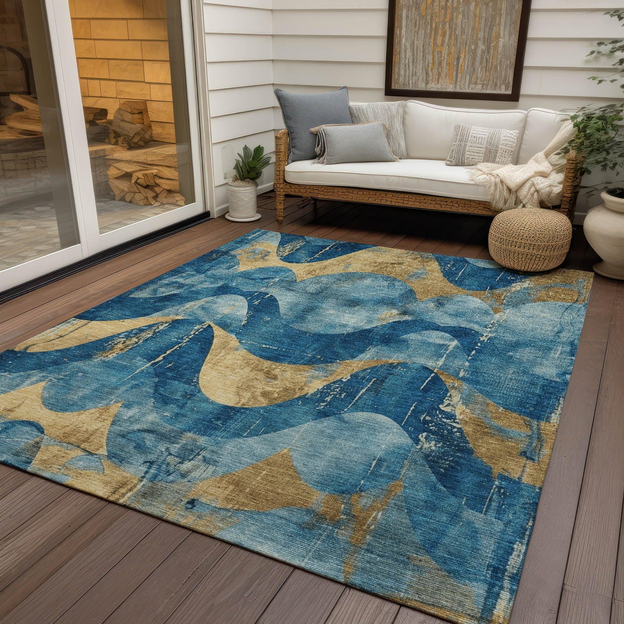 Addison Rugs Naelara Teal Washable Indoor-Outdoor Rug