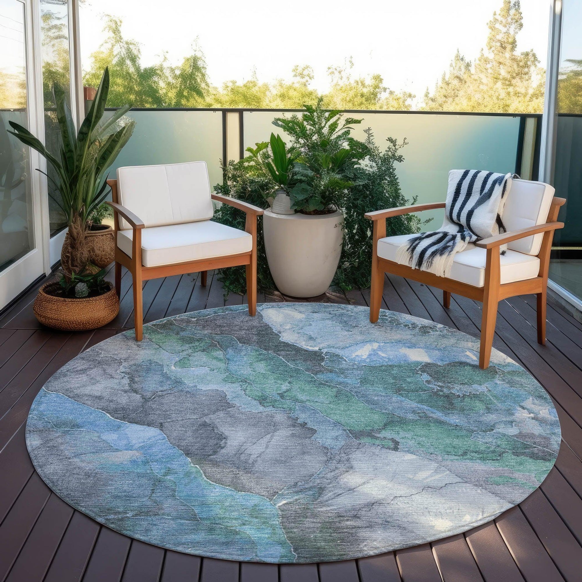 Addison Rugs Naelien Blue Washable Indoor-Outdoor Rug