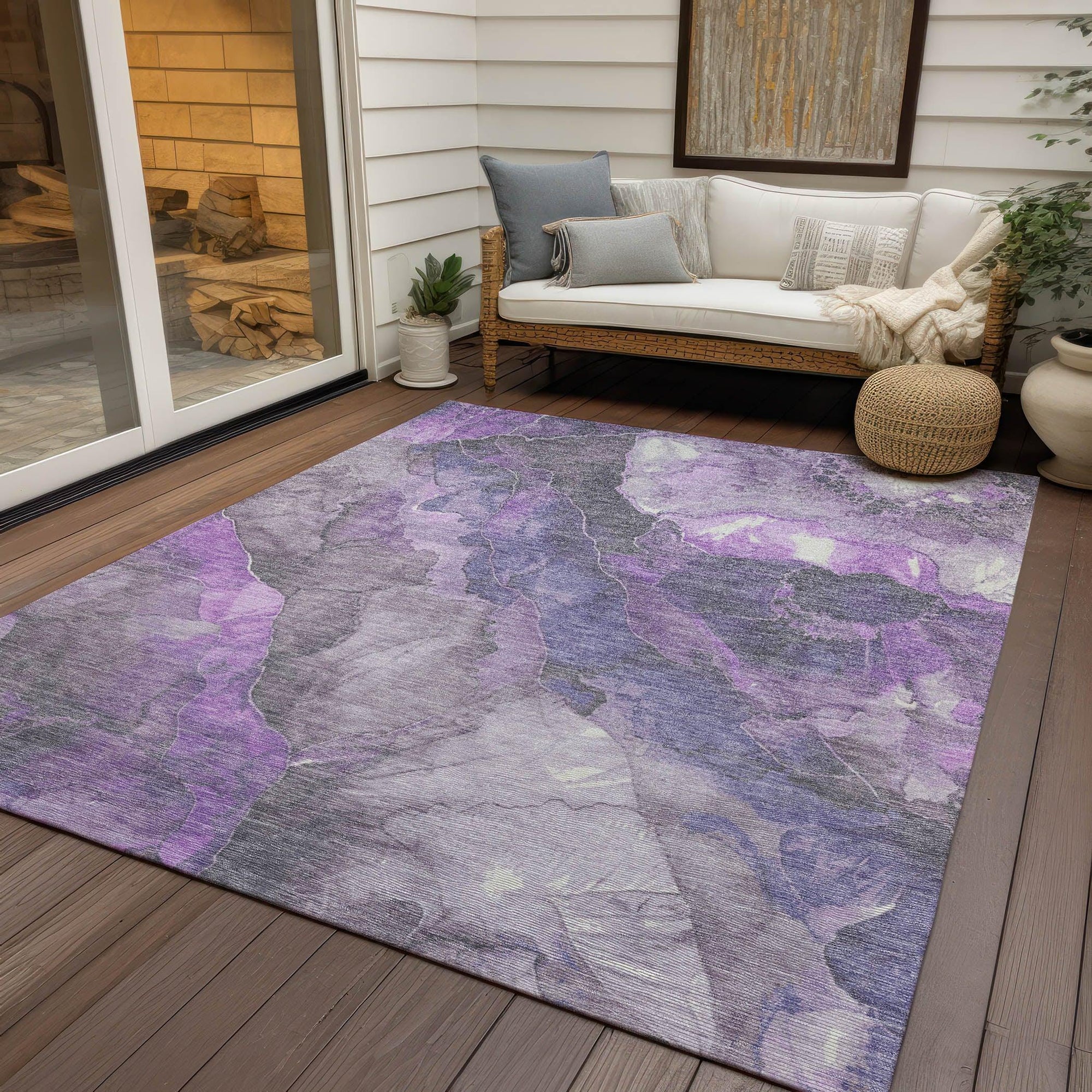 Addison Rugs Naelien Purple Washable Indoor-Outdoor Rug