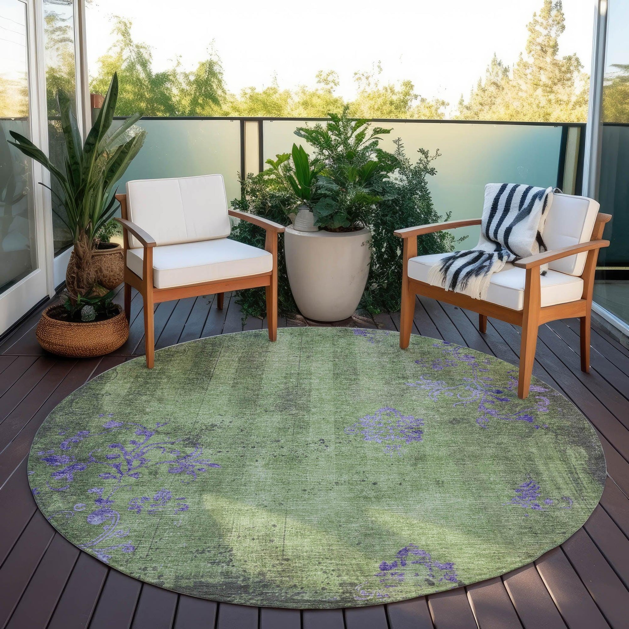 Addison Rugs Naelion Green Washable Indoor-Outdoor Rug