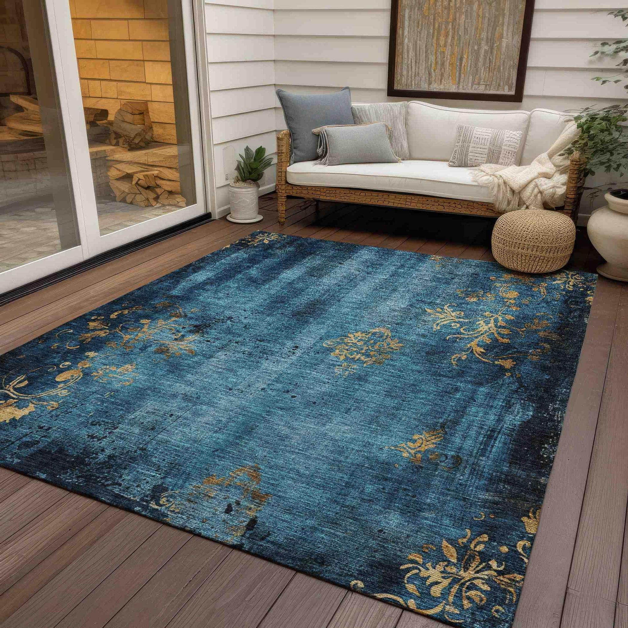 Addison Rugs Naelion Blue Washable Indoor-Outdoor Rug
