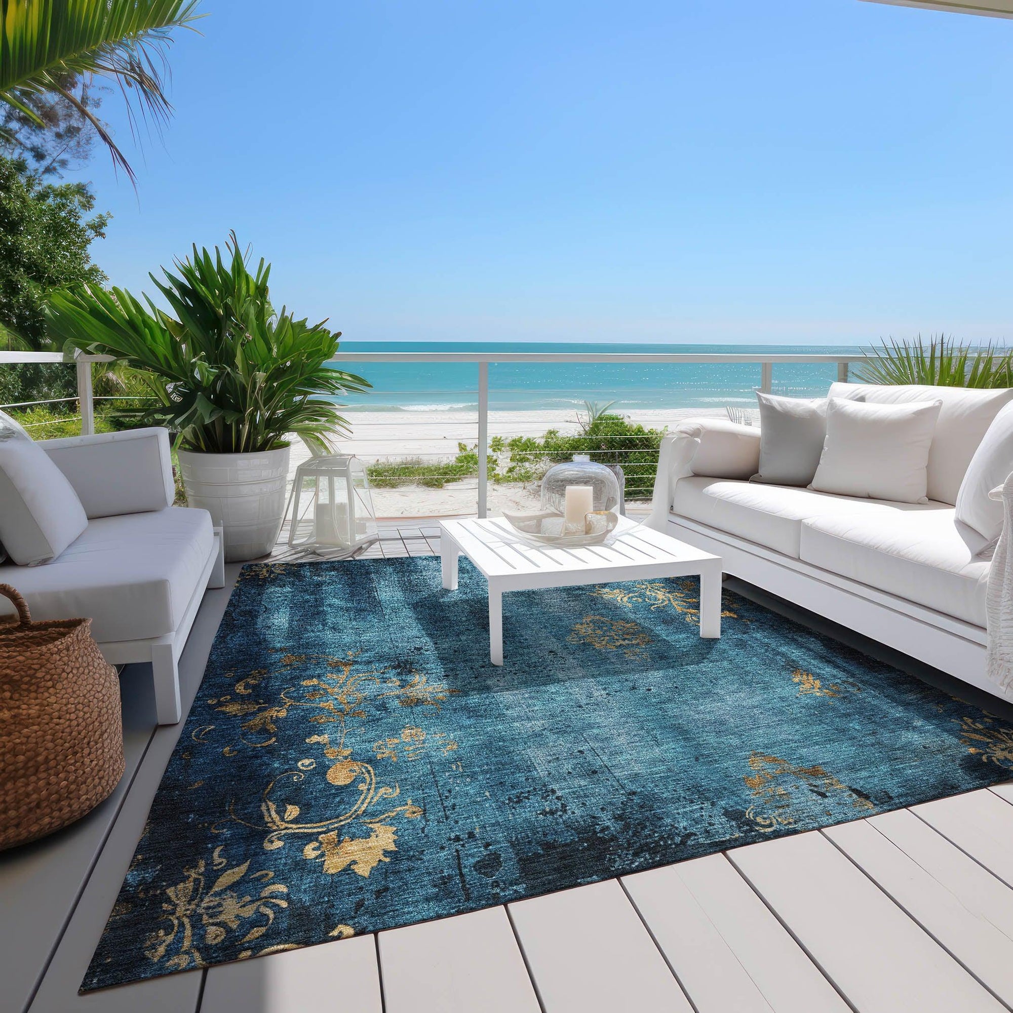 Addison Rugs Naelion Blue Washable Indoor-Outdoor Rug