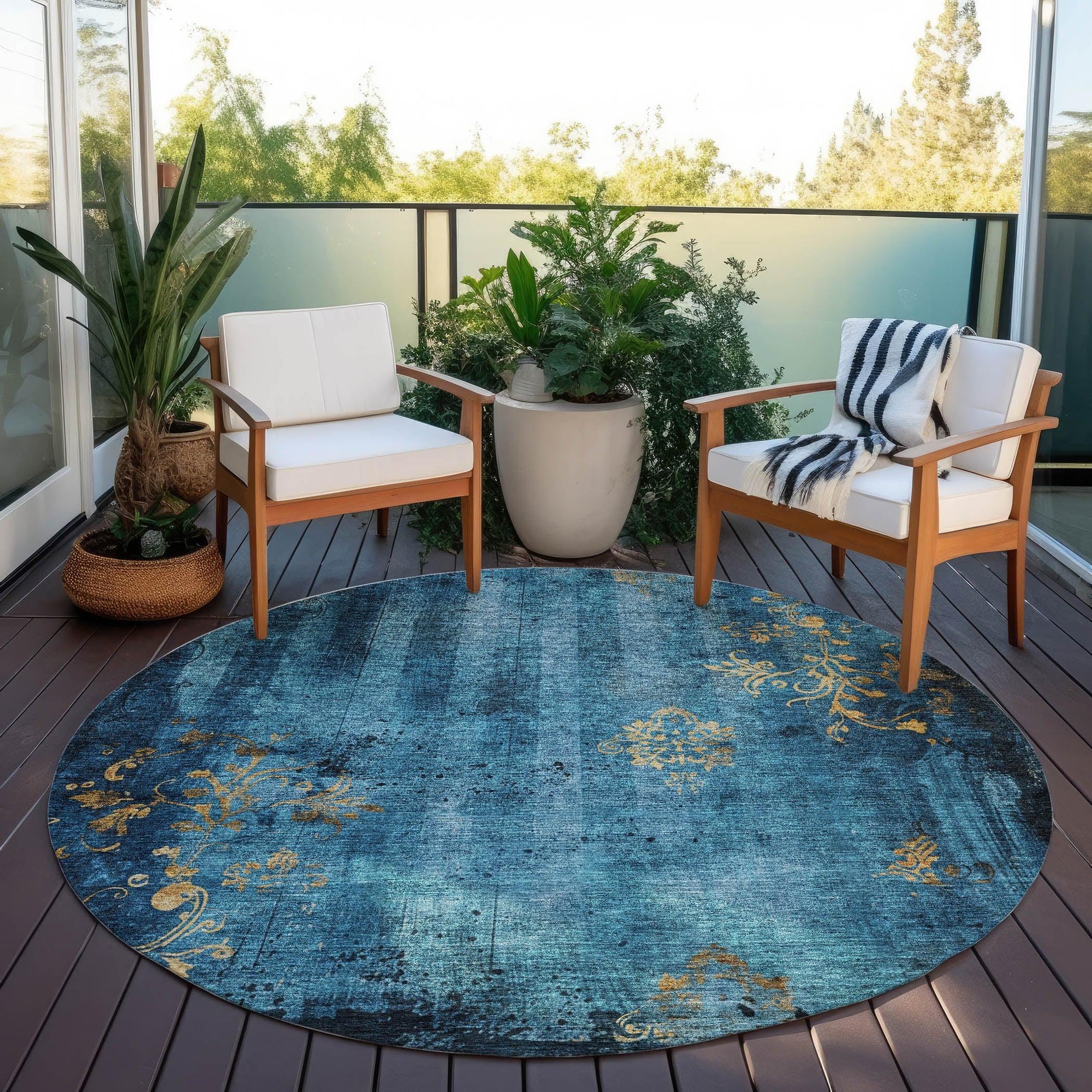 Addison Rugs Naelion Blue Washable Indoor-Outdoor Rug